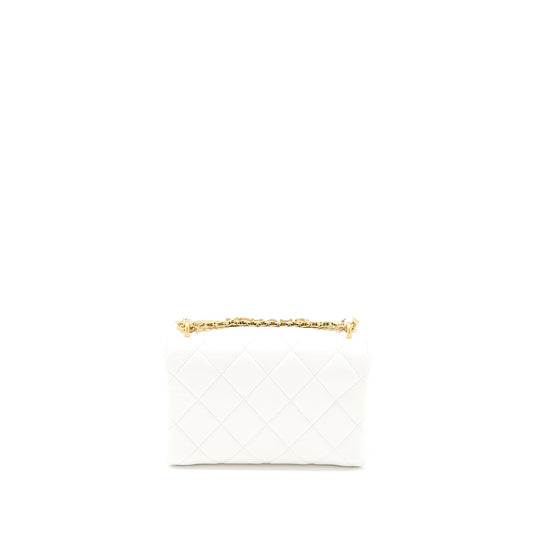 Chanel Quilted Flap Bag with Letter Chain Lambskin White GHW (Microchip)