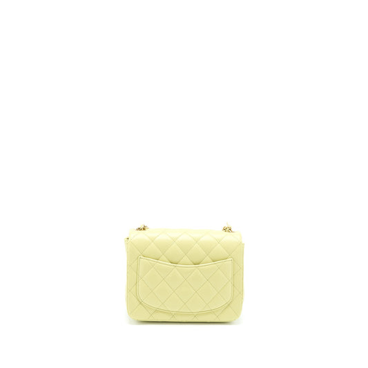 Chanel 23C Mini Square Flap Bag Lambskin Light Green LGHW (Microchip)