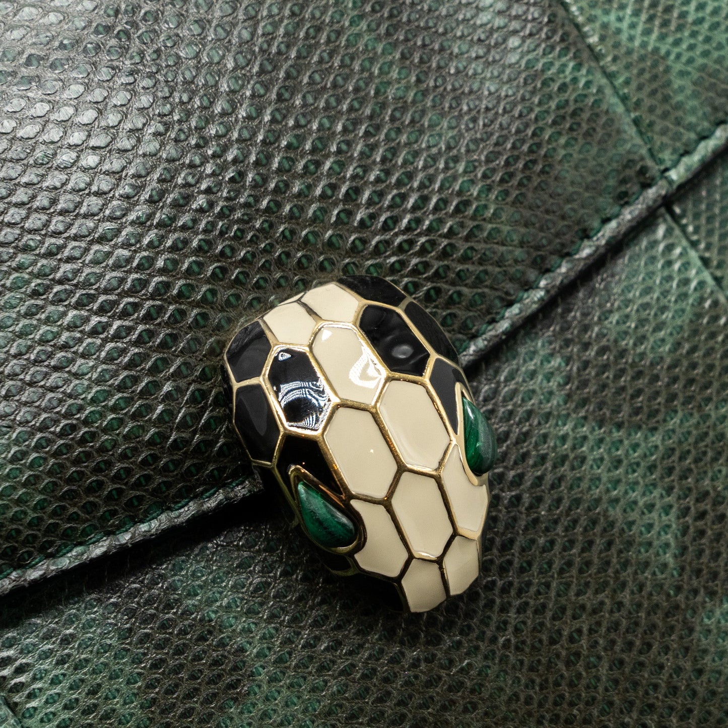 Bvlgari Serpenti Forever Flap Bag Shiny Karung Glacier Green LGHW
