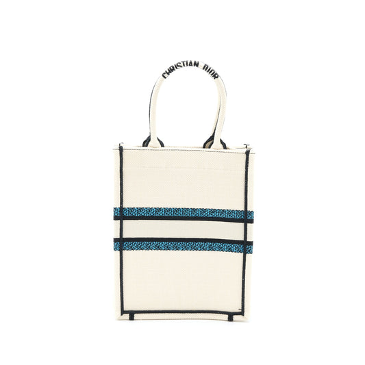 Luxury Dior Vertical Book Tote Lucky Star Embroidery White/Multicolour