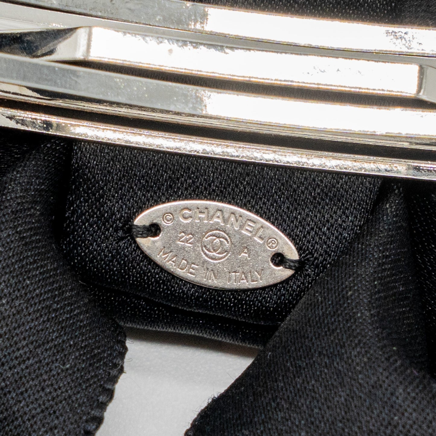 Chanel bow Hair Clip silk Black SHW