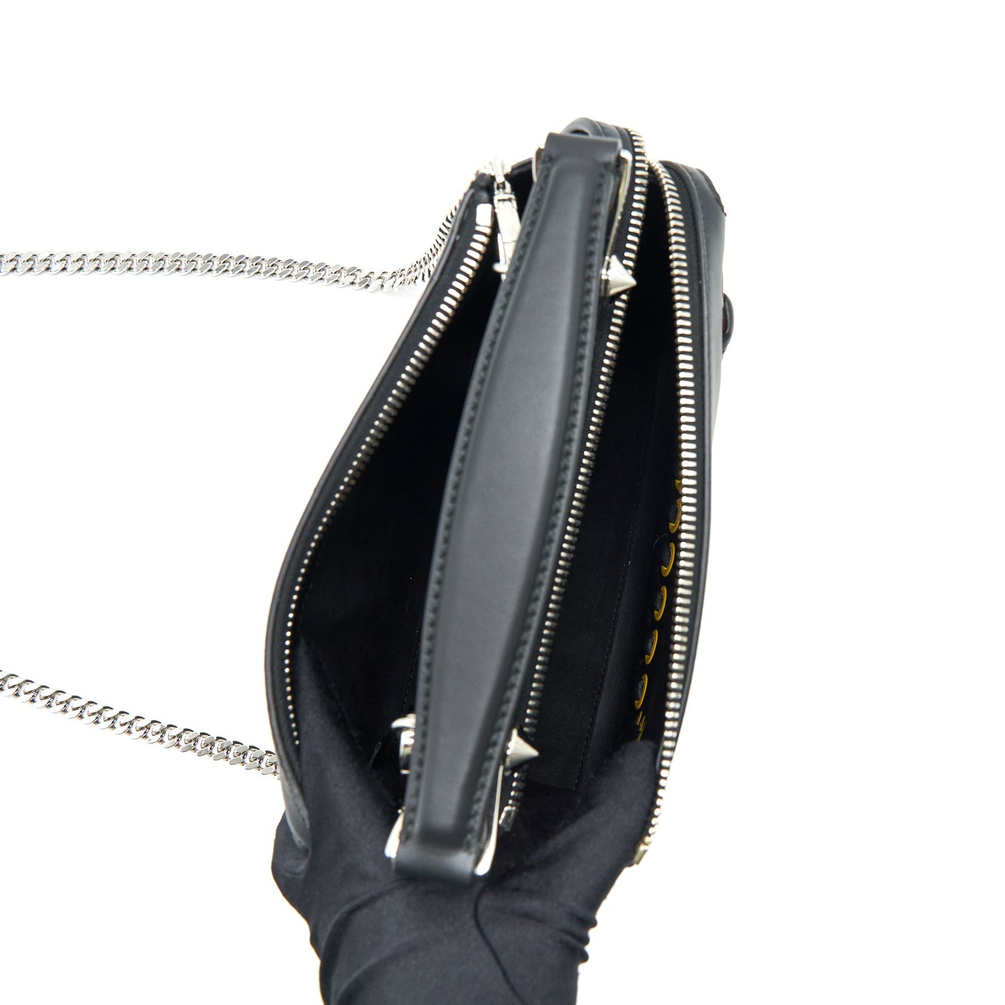 Fendi Dotcom Shoulder Bag Black with Stitch Details