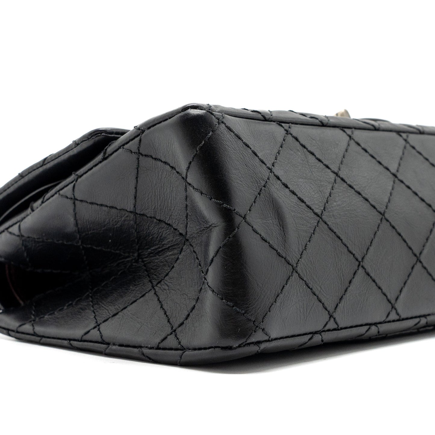 Chanel small 2.55 reissue flap bag aged calfskin black ruthenium hardware