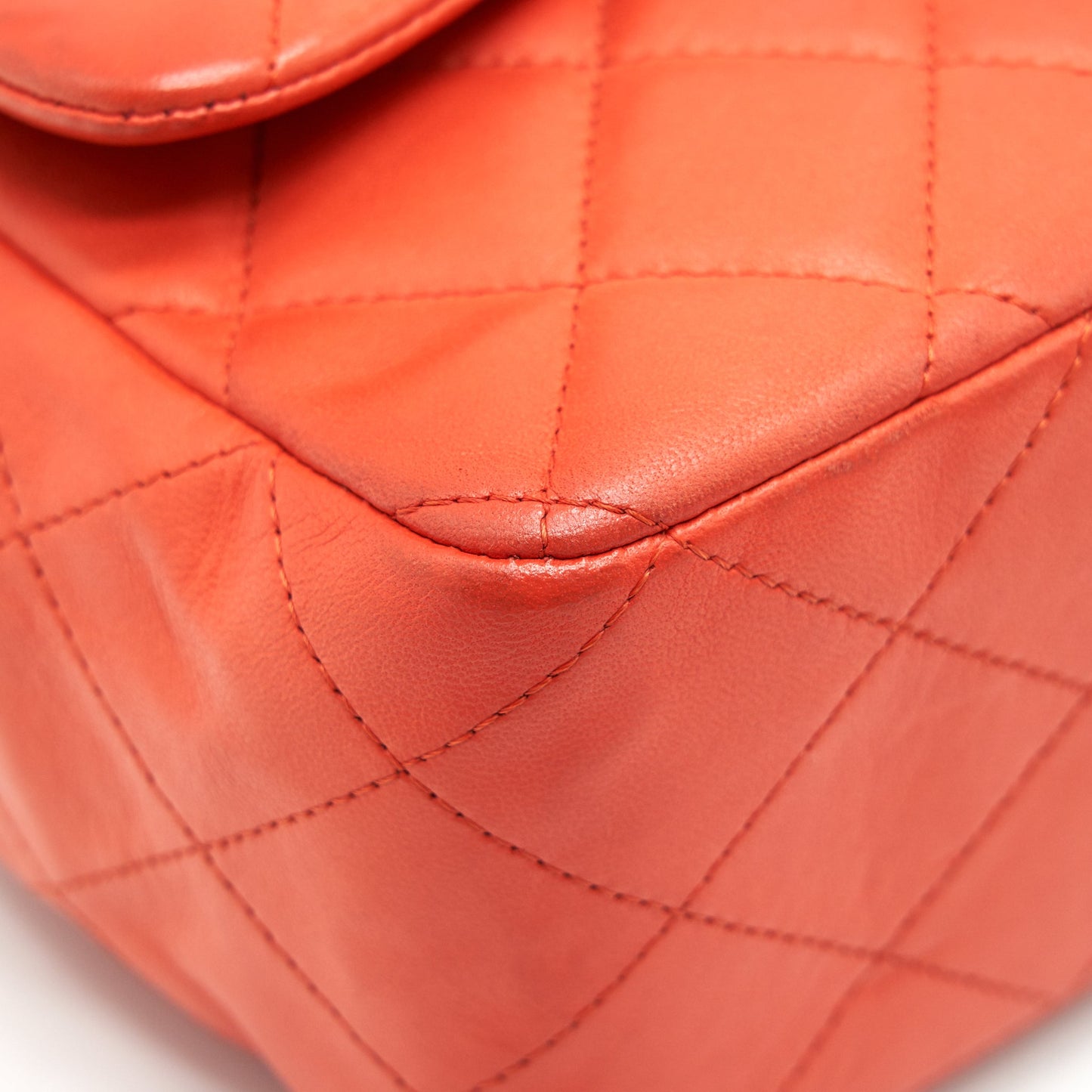 CHANEL CLASSIC SINGLE FLAP JUMBO BAG ORANGE LAMBSKIN GHW