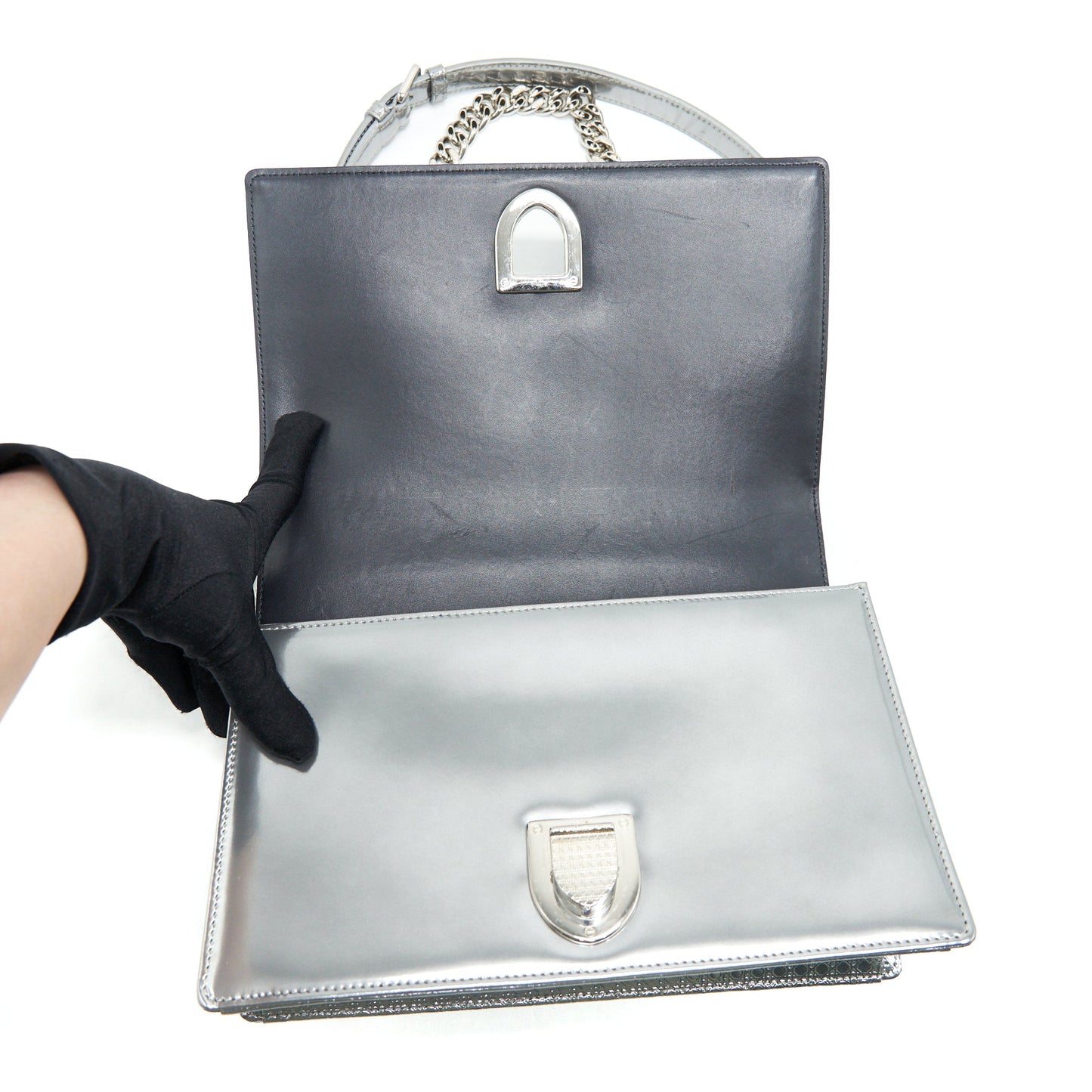 Dior Medium Diorama Metallic Silver SHW