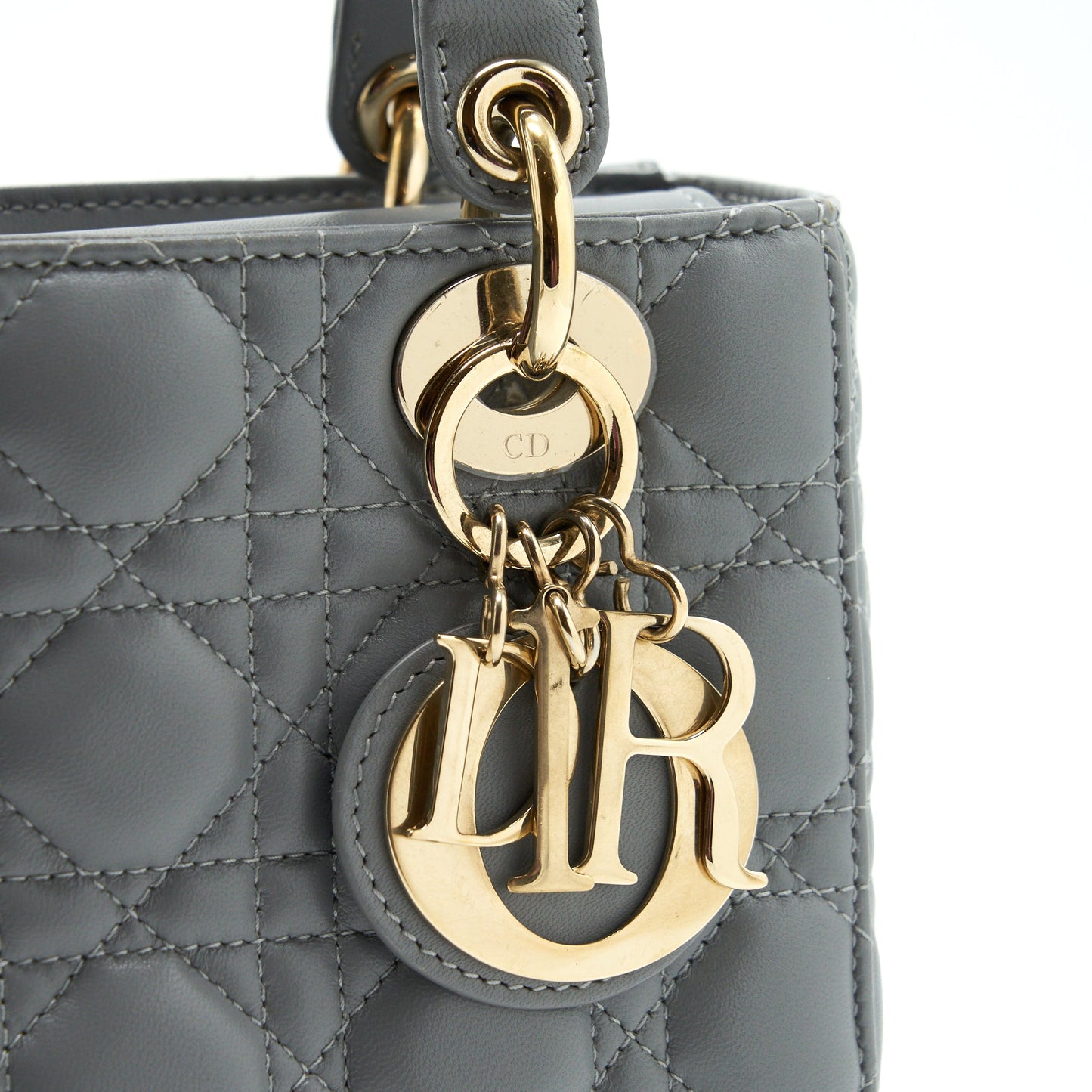 Christian Dior small Lady Dior Lambskin Grey GHW