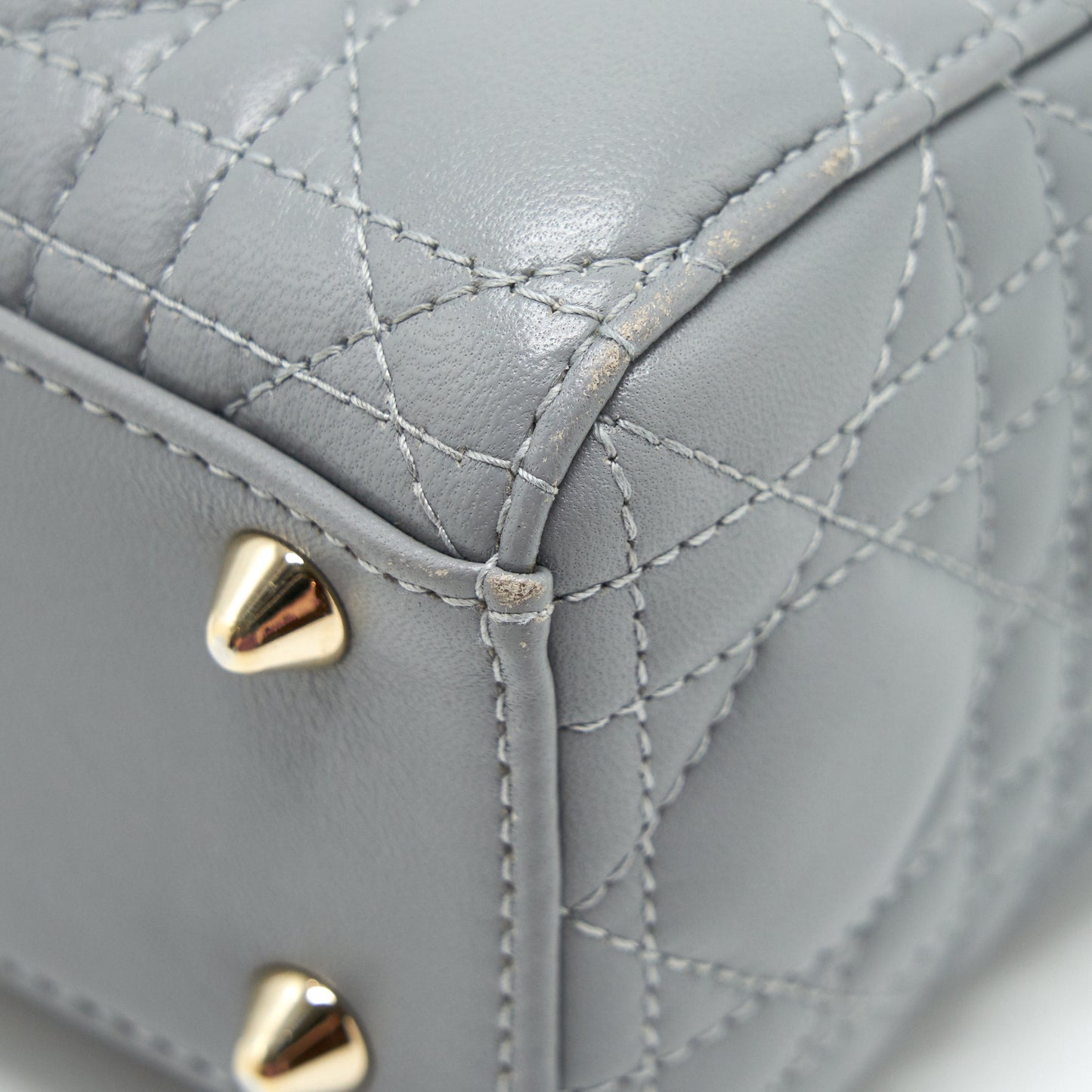 Christian Dior small Lady Dior Lambskin Grey GHW