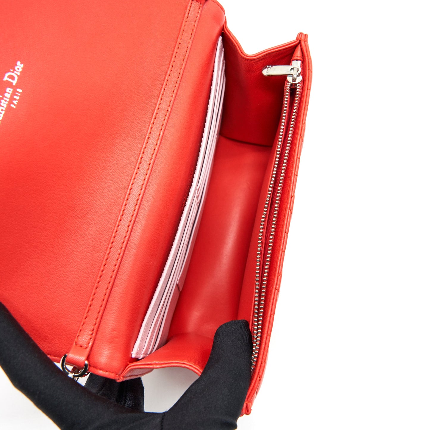 Dior Miss Dior Pouch with Chain Poppy Orange