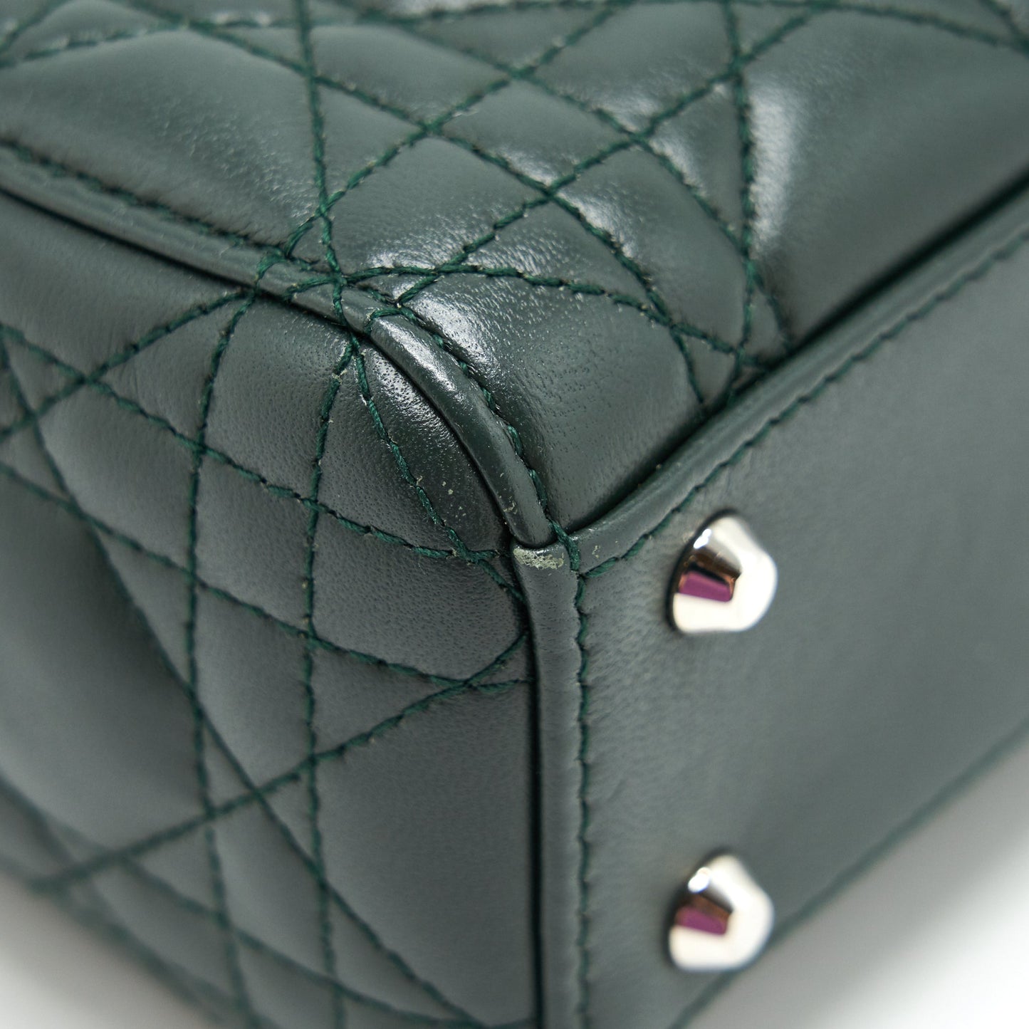 Dior mini Lady Dior lambskin Dark Green SHW