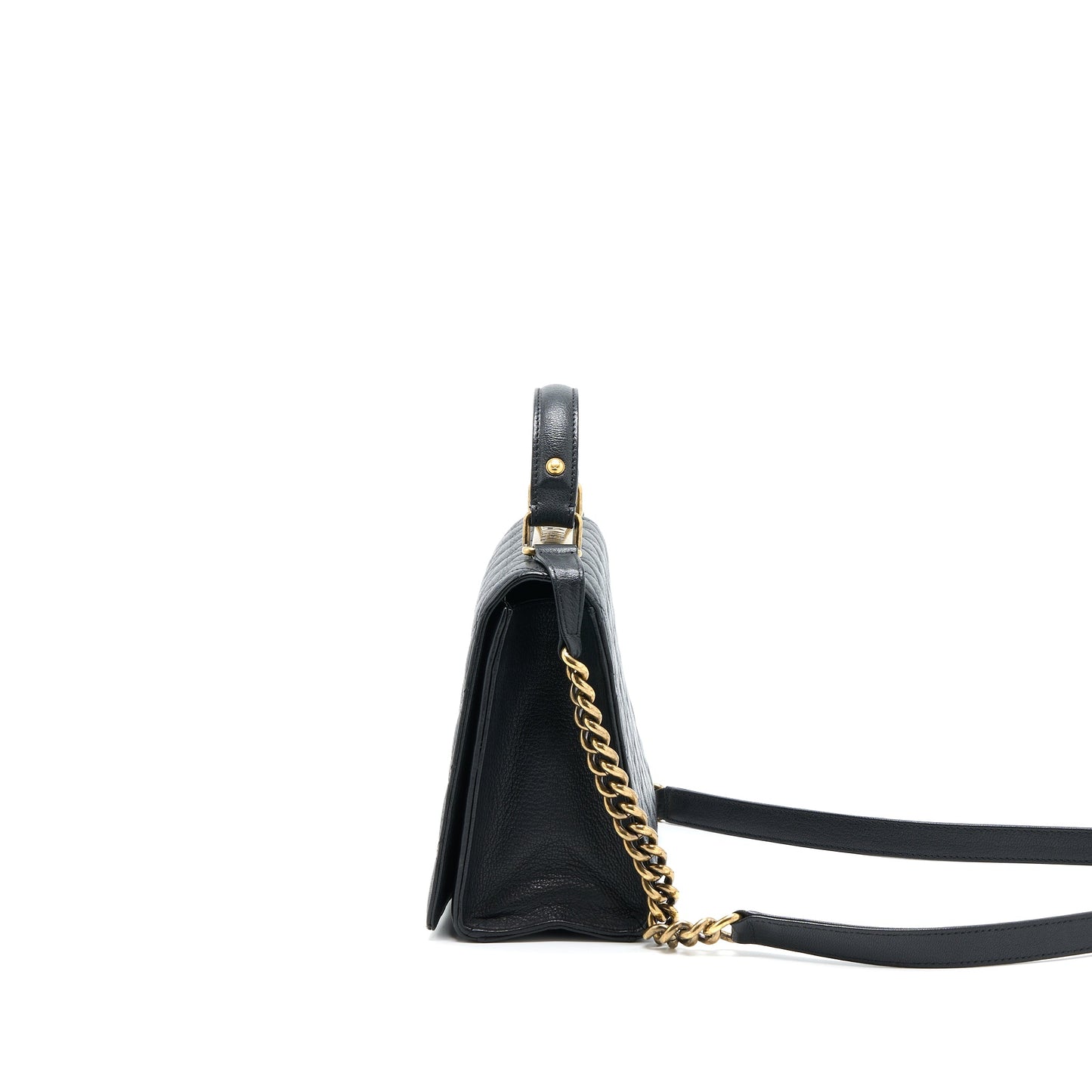 Chanel Rita Top Handle Flap Bag Grained Goatskin Black Brushed GHW
