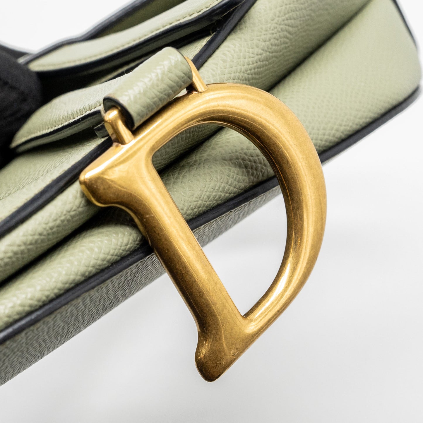 Dior Medium Saddle Bag Grained Calfskin Green GHW