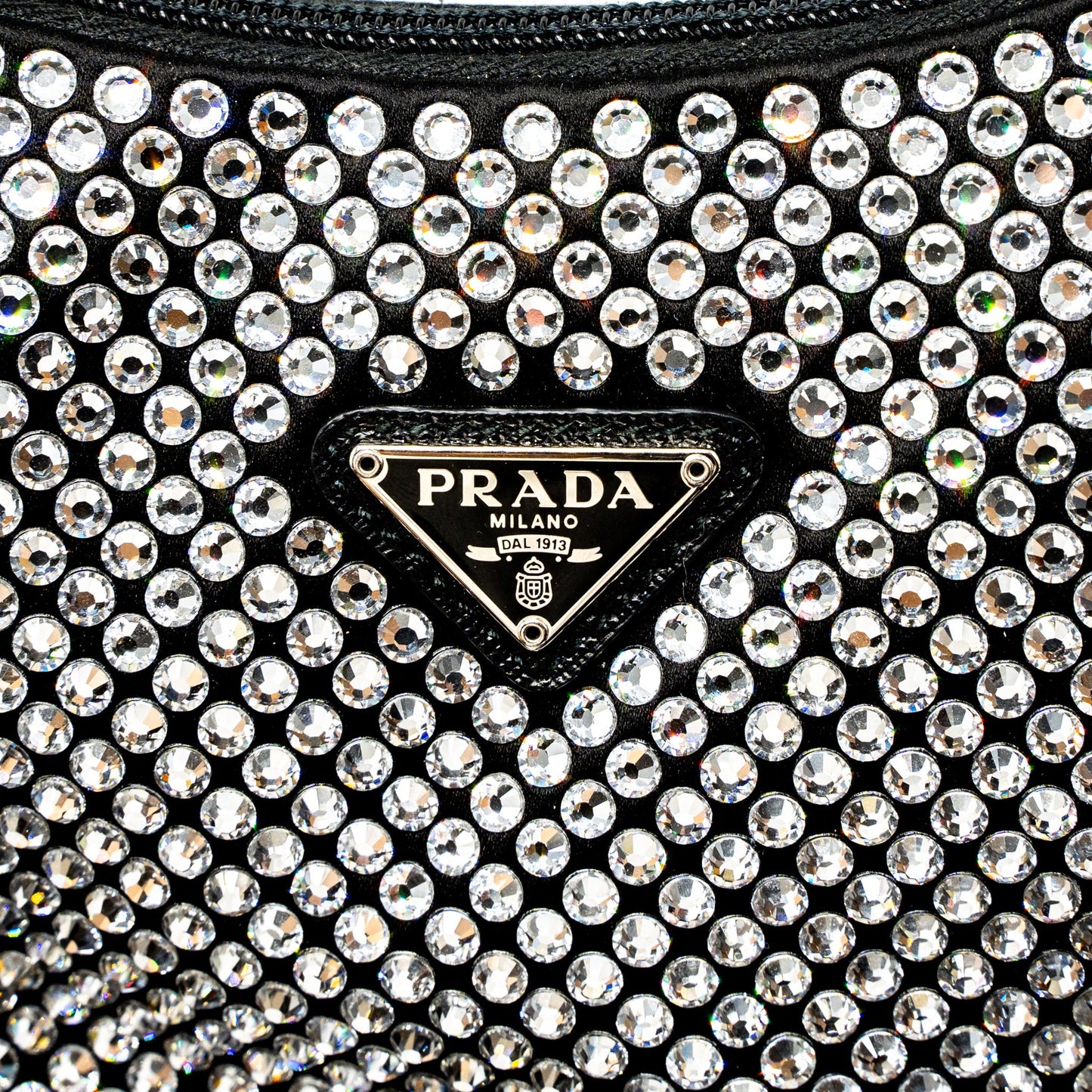 Prada Re-Edition 2000 Mini-Bag Satin/Crystal Black SHW