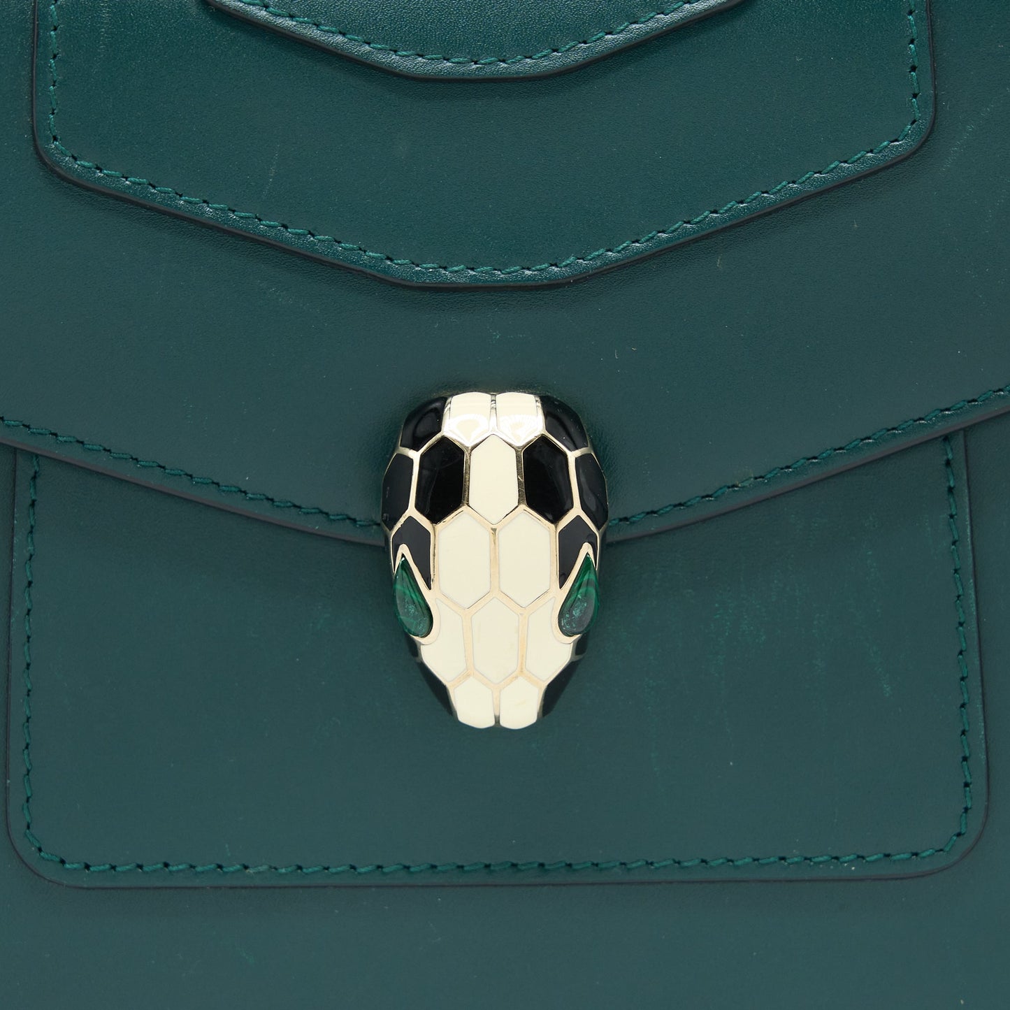 Bvlgari Top Handle Serpenti Bag Calfskin Green LGHW