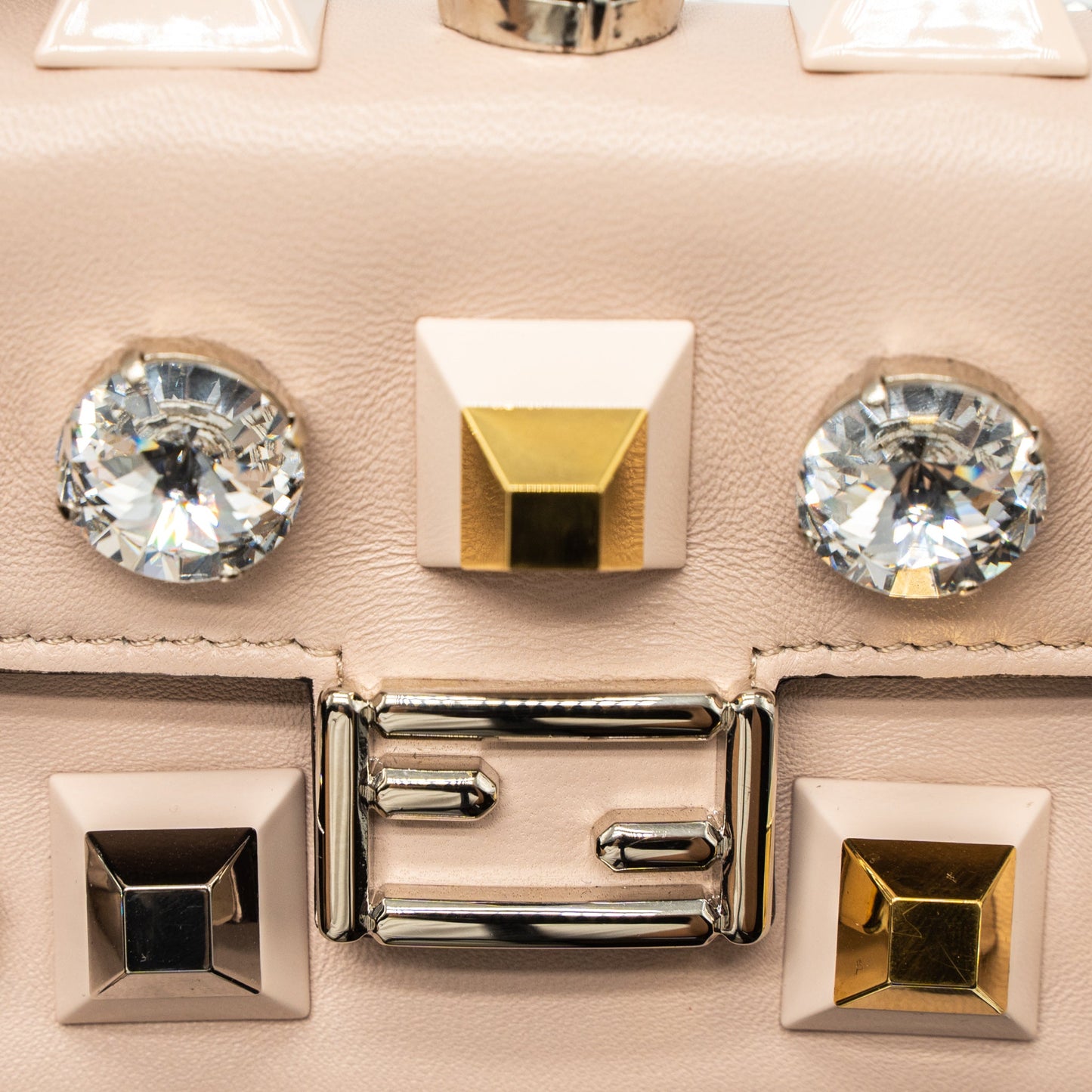 Fendi Mini Flap Clutch with Chain Lambskin Light Pink SHW