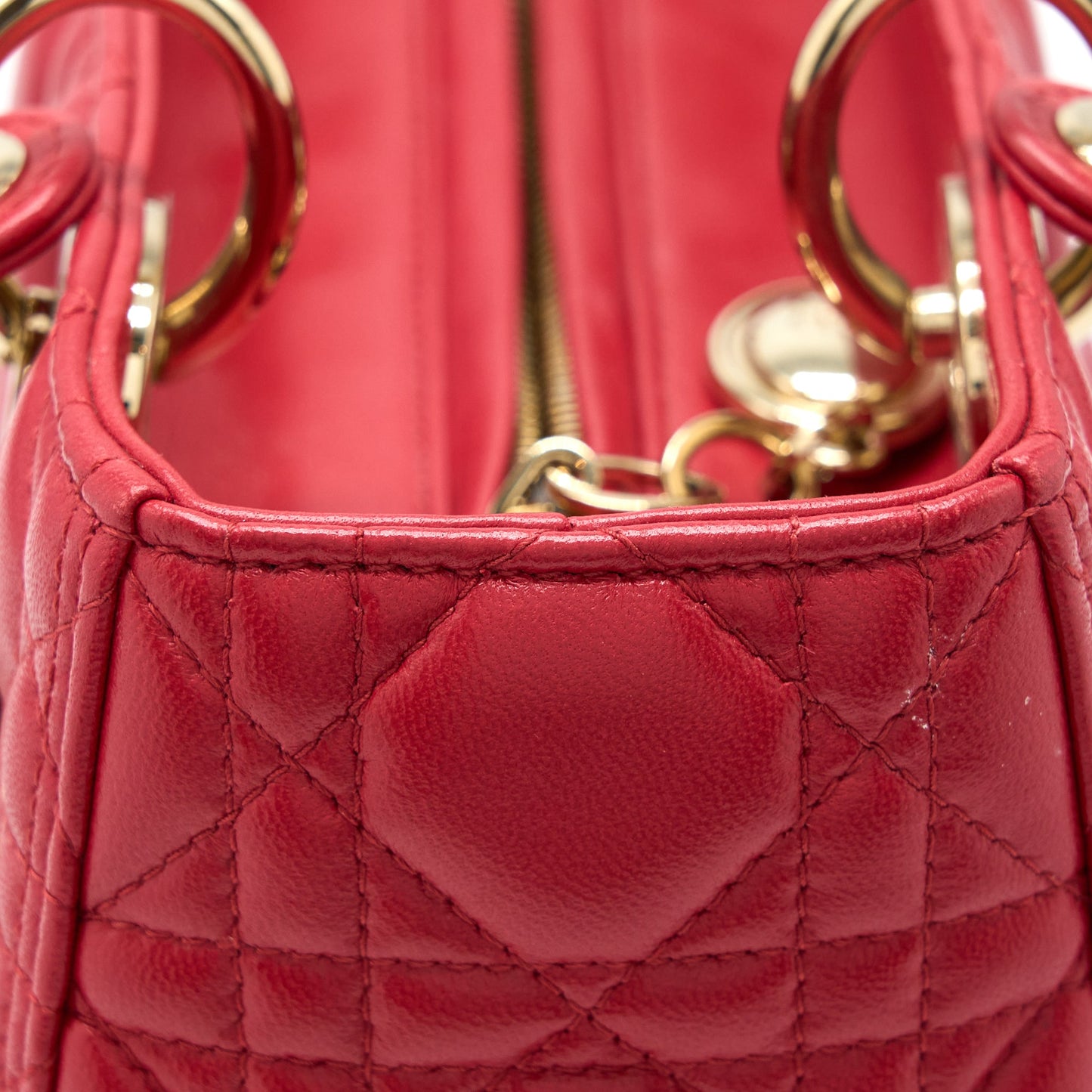 Dior Medium Lady Dior Lambskin Red GHW