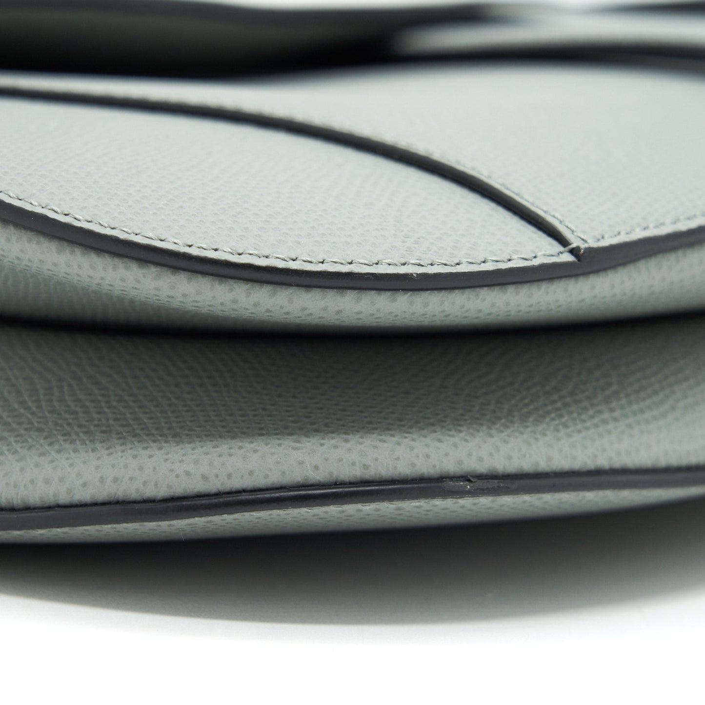 Dior Medium Saddle Bag Grained Calfskin Grey with Dior canvas Shoulder strap