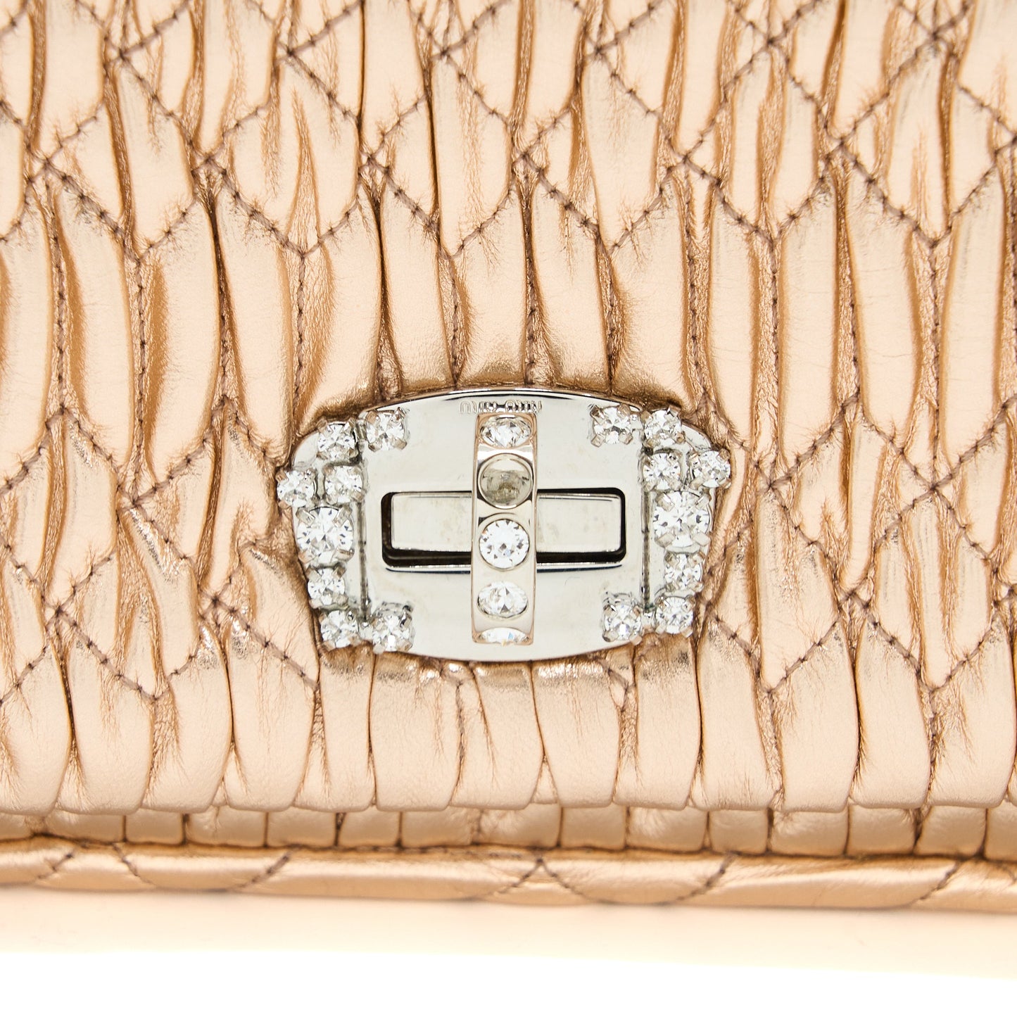 Miumiu Crystal Shoulder Bag Nappa Cipria Lame SHW