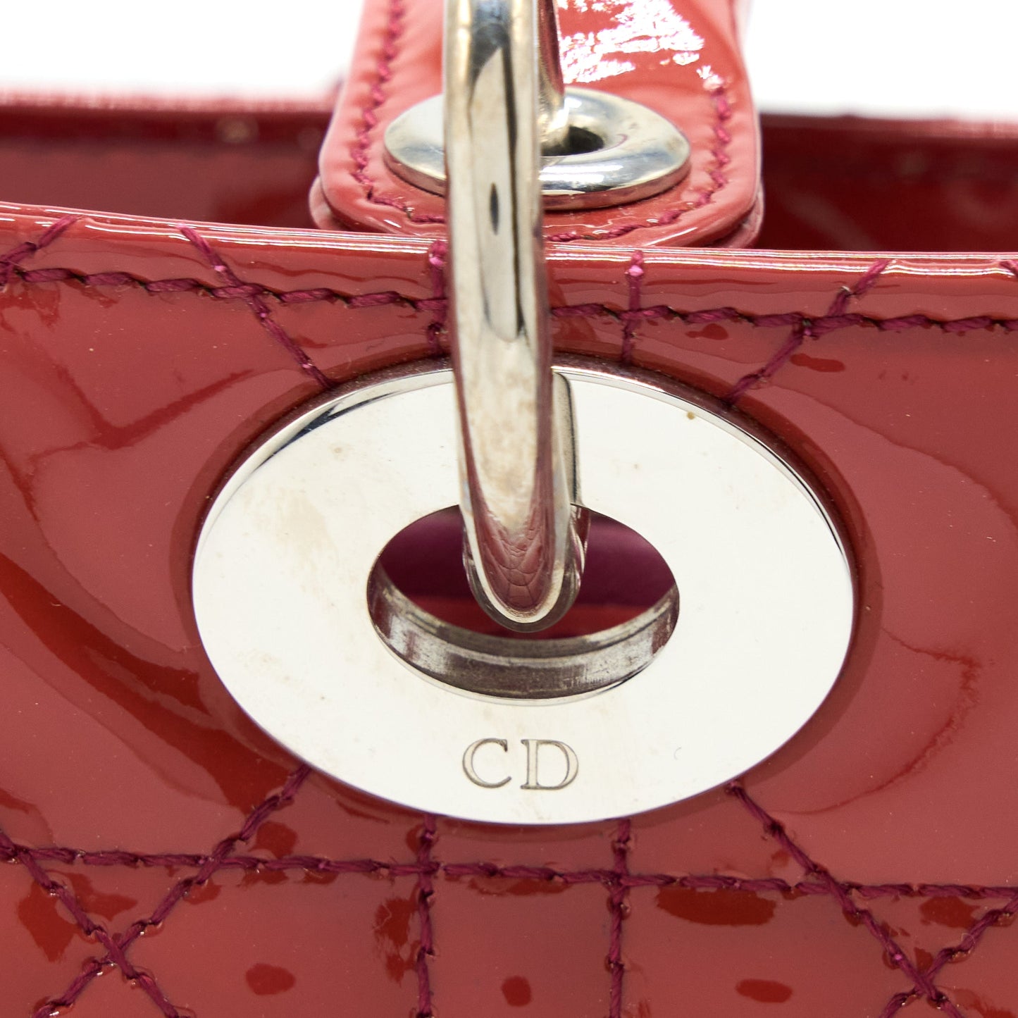 Dior Medium Lady Dior Patent Orange SHW
