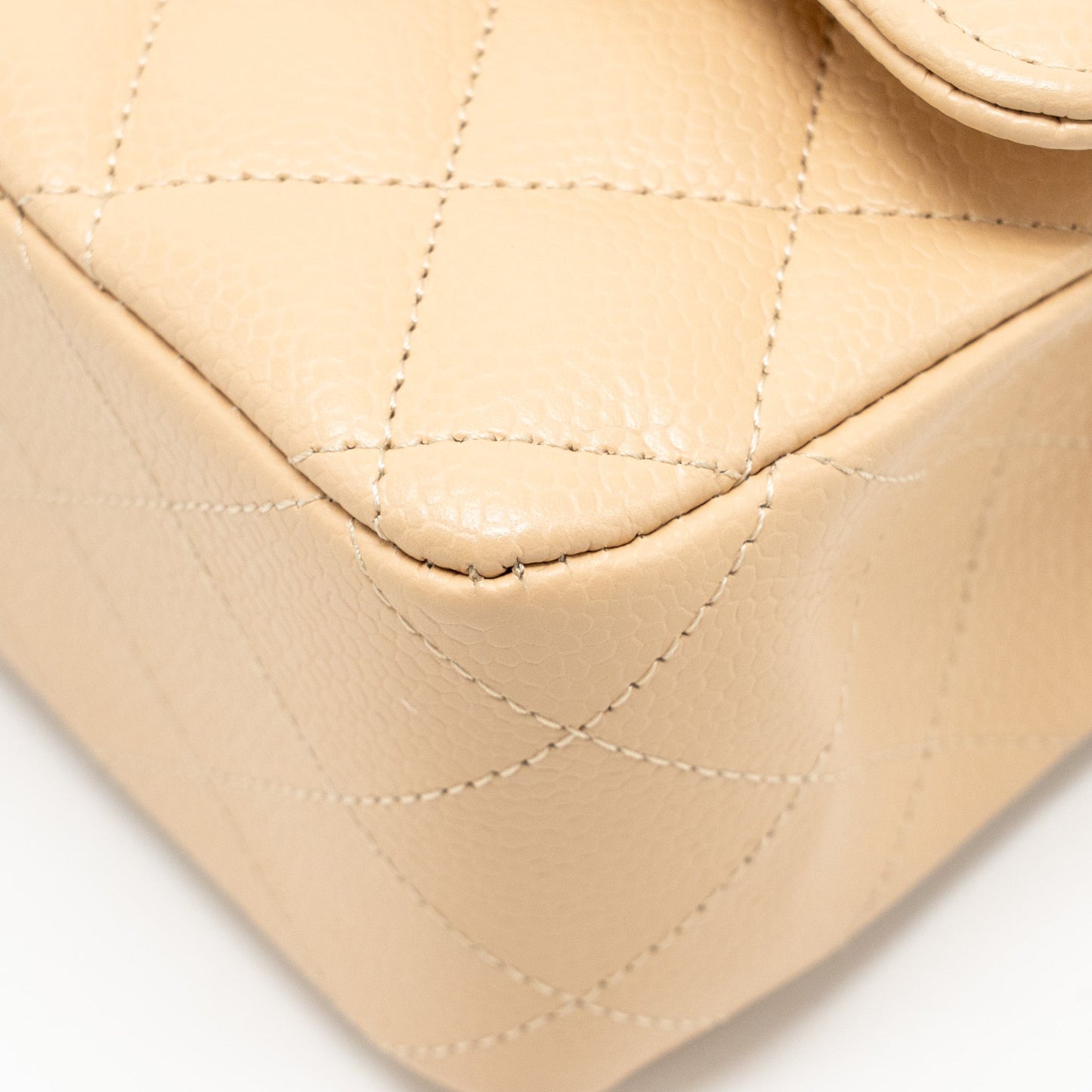 Chanel Medium Classic Double Flap Bag Caviar Beige LGHW (Microchip)