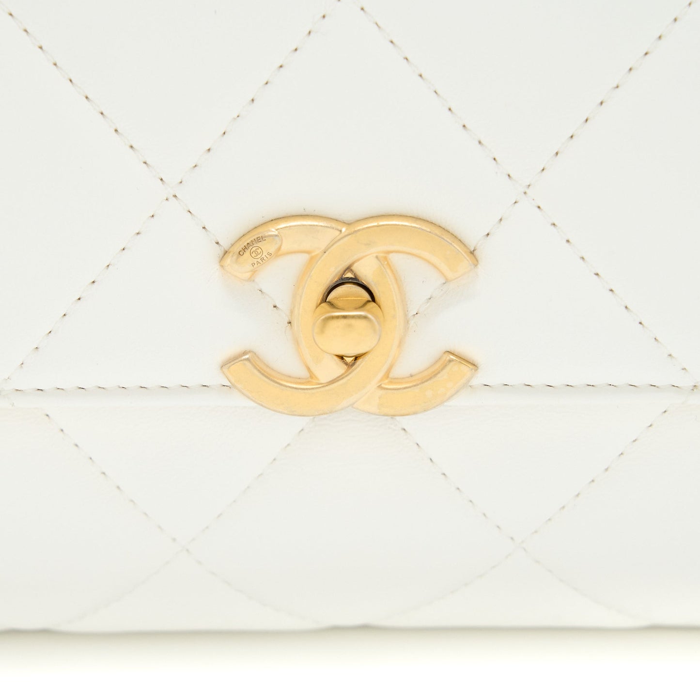 Chanel Quilted Flap Bag with Letter Chain Lambskin White GHW (Microchip)