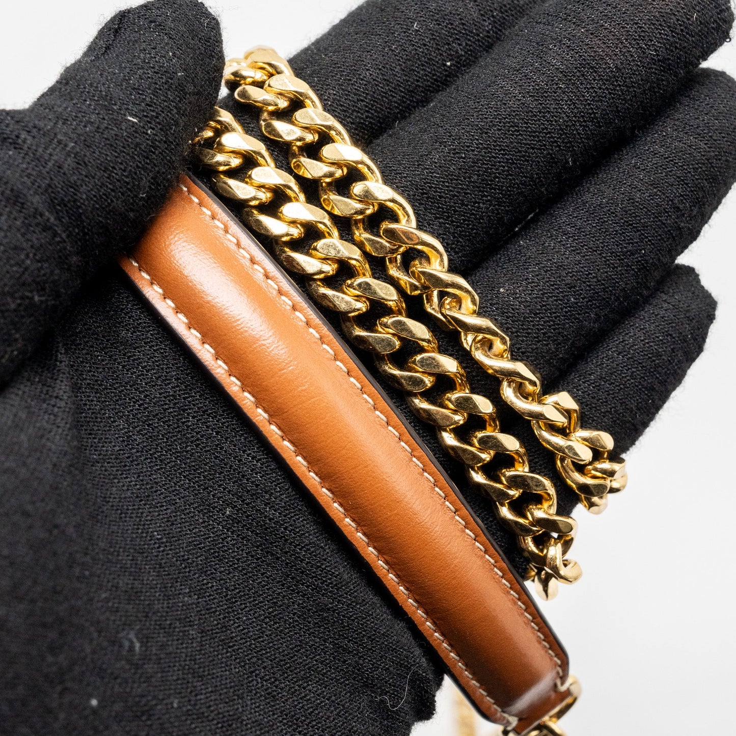 Celine MARGO wallet on chain Triomphe canvas / calfskin Grege GHW