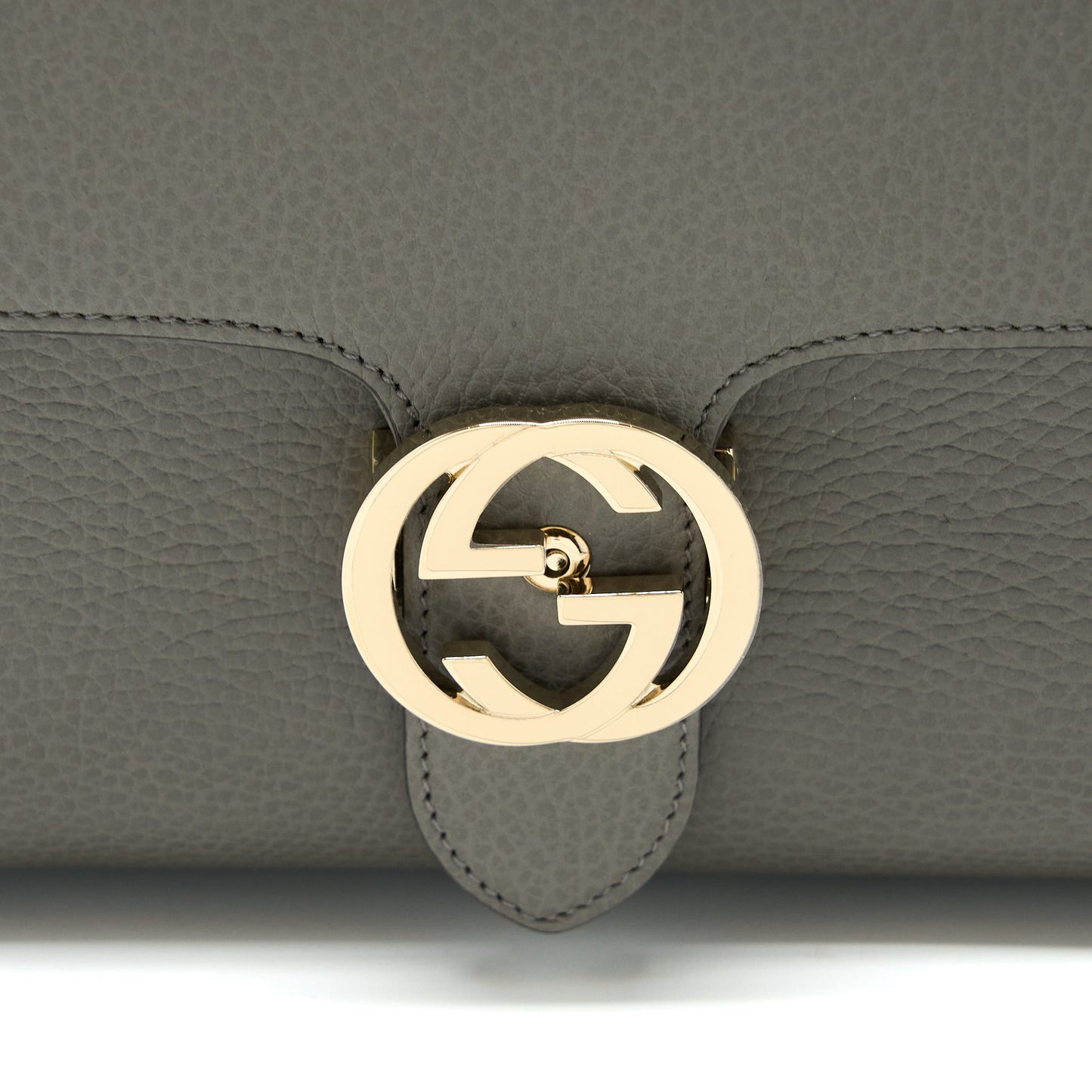 Gucci GG Top Handle Bag Caflskin Grey LGHW
