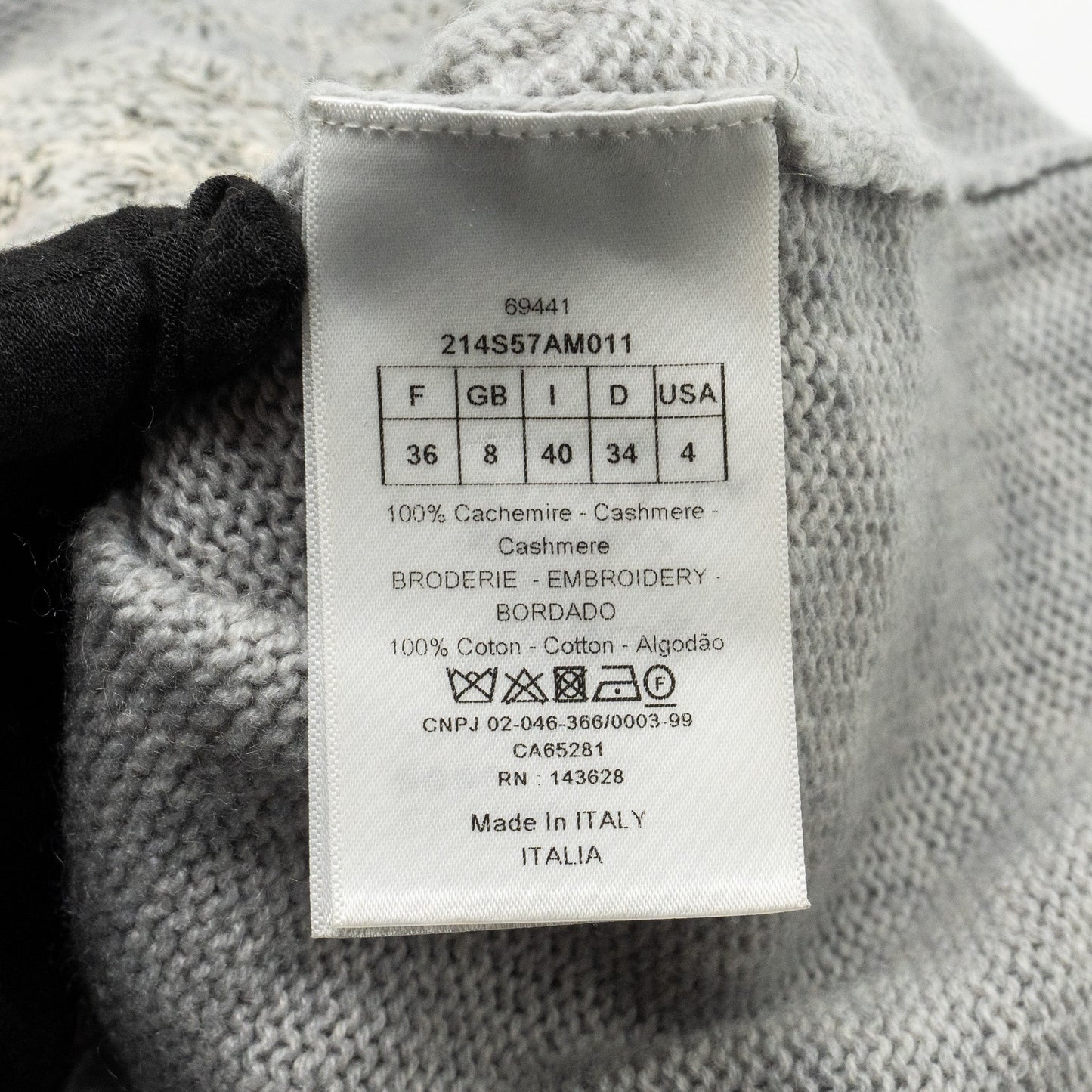 Dior Size 36 Chez Mio Sweater Cashmere Grey
