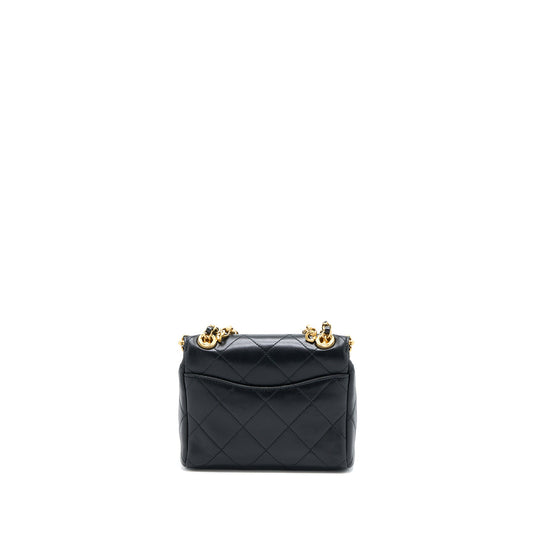 Chanel Kiss Lock Clasp Bag Lambskin Black Brushed GHW