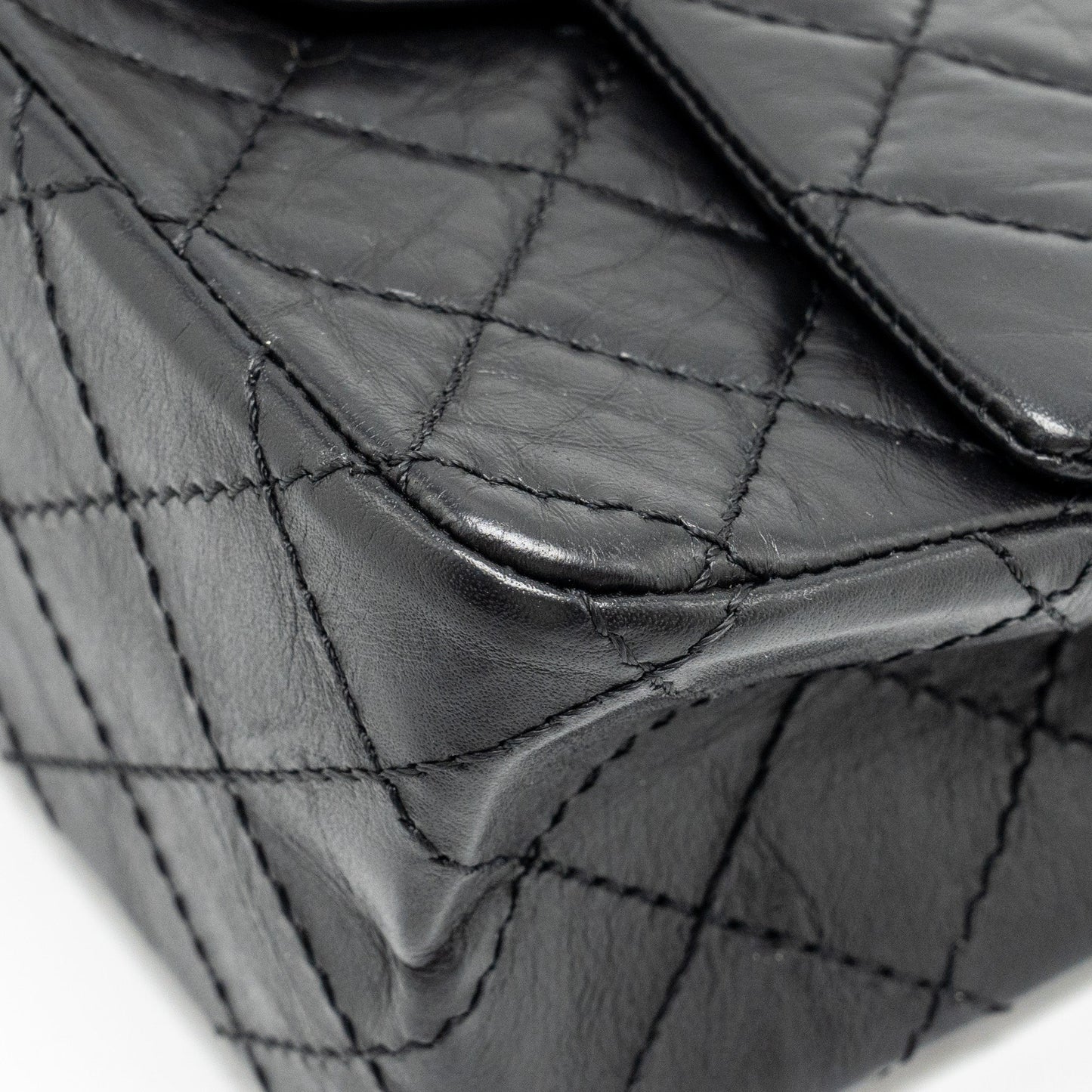 Chanel mini 2.55 reissue flap bag aged calfskin black GHW