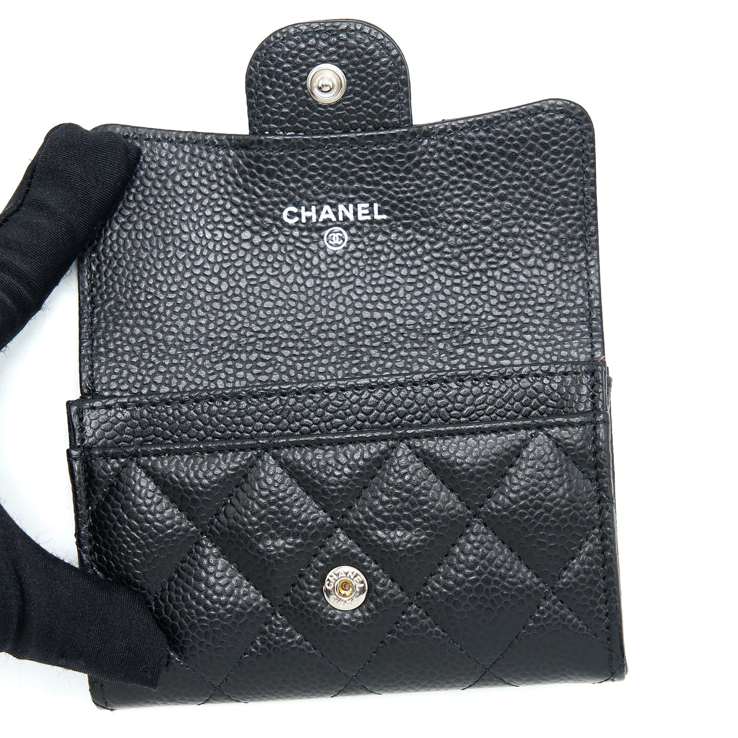 Chanel Classic Flap Card Holder Caviar Black SHW