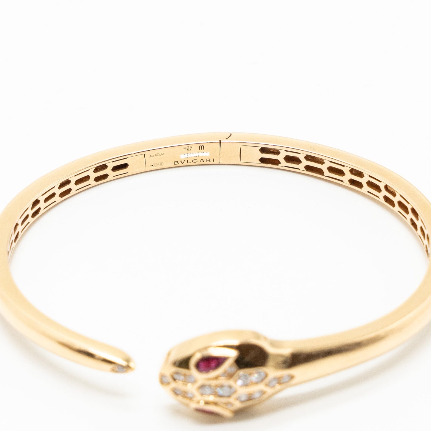 Bvlgari size M Serpenti Seduttori bracelet rose gold, diamonds / rubellite