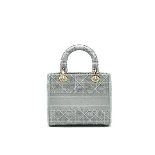 Christian Dior Cannage Canvas Medium Lady Dior Grey