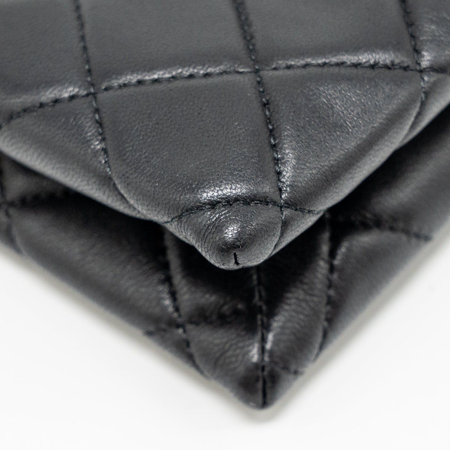 Chanel Coco Charms Chain Quilted Pouch Bag Lambskin Black LGHW
