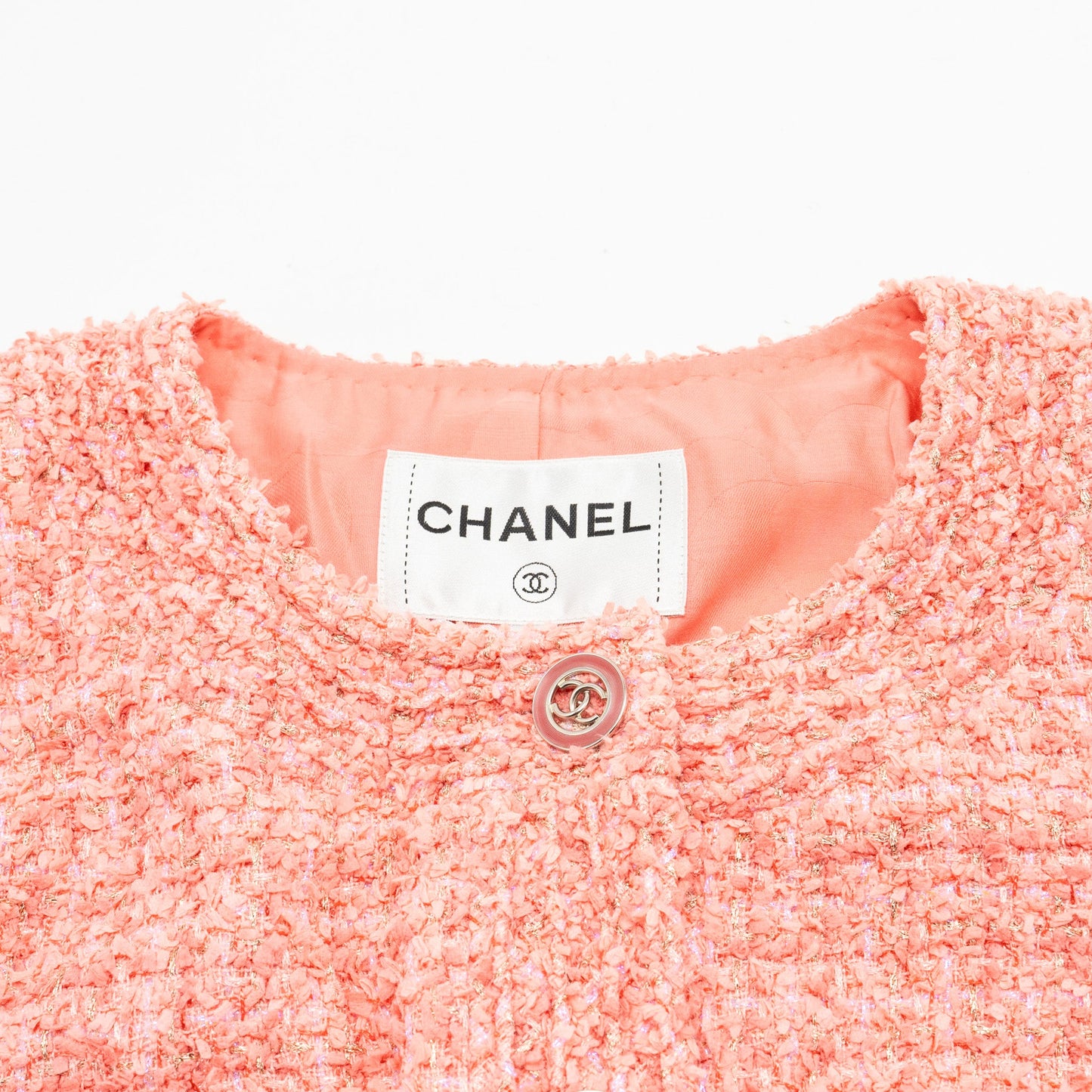 Chanel Size 36 20P Tweed Jacket Pink/Gold