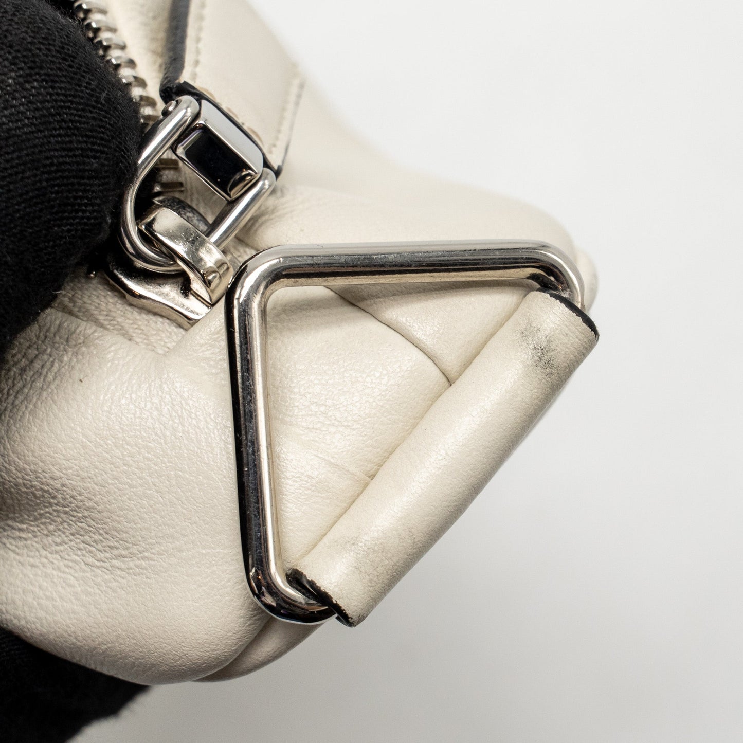 Prada Triangle Shoulder Bag Leather White SHW
