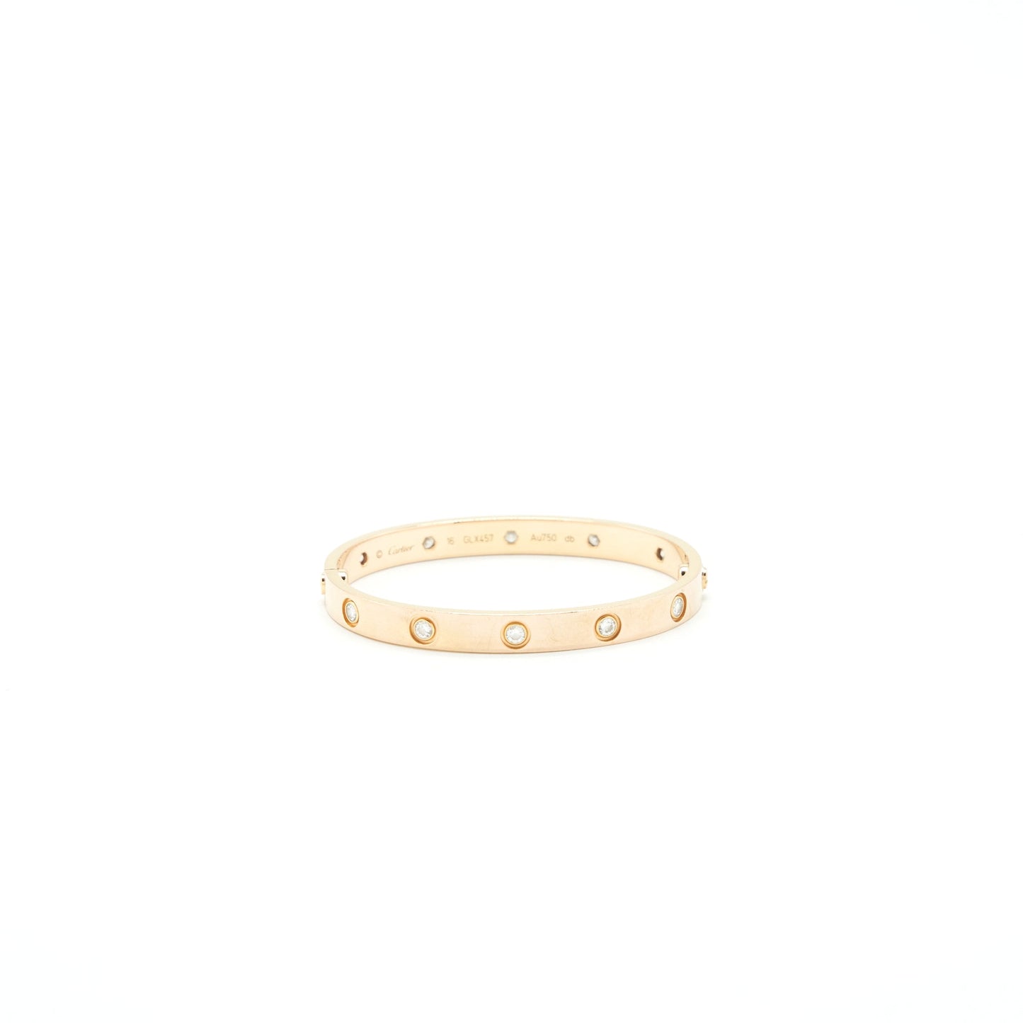 Cartier Love Bracelet Size 16 Rose Gold With Diamonds