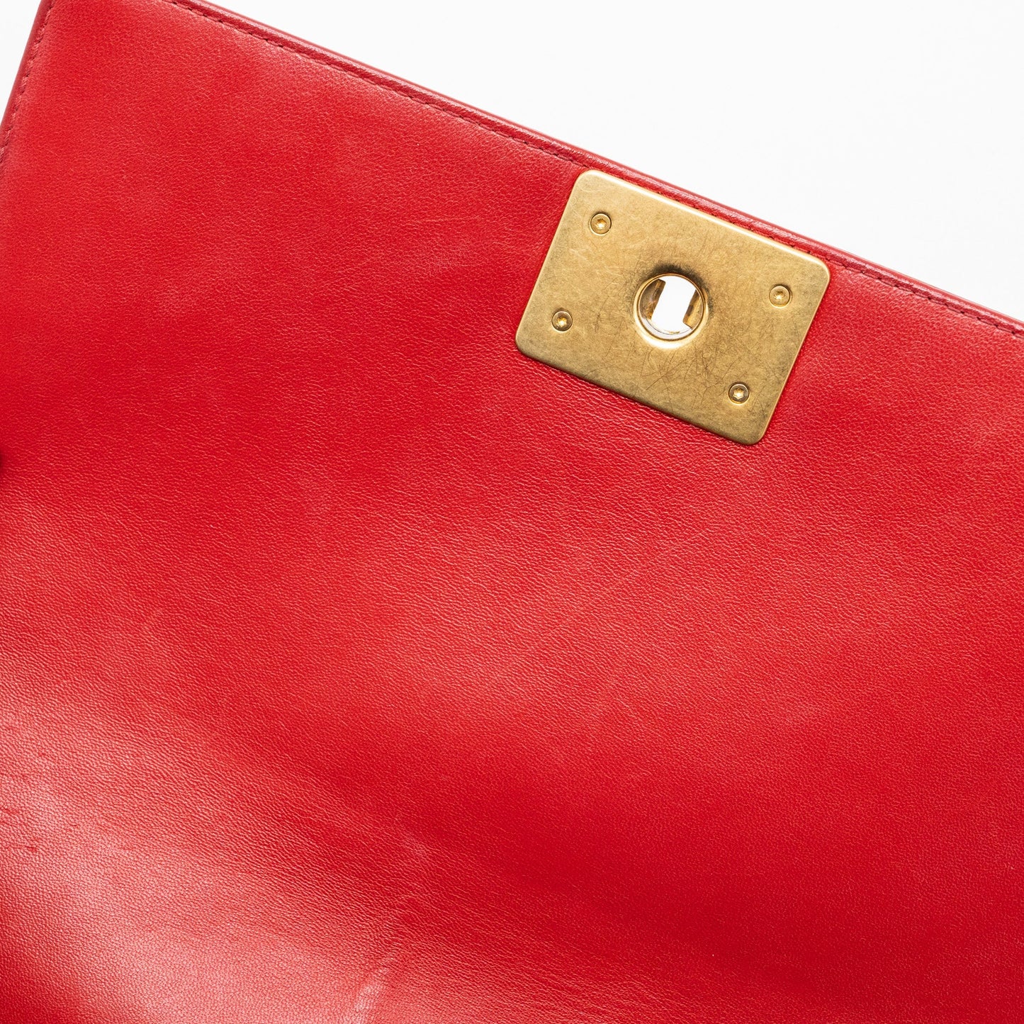 Chanel Medium Boy Bag Lambskin Red Brushed GHW