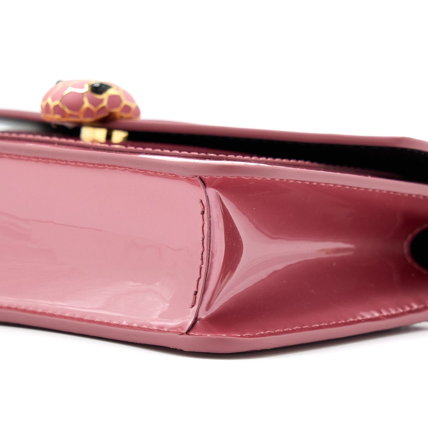 Bvlgari Serpenti Forever Chain Wallet Patent Dark Pink