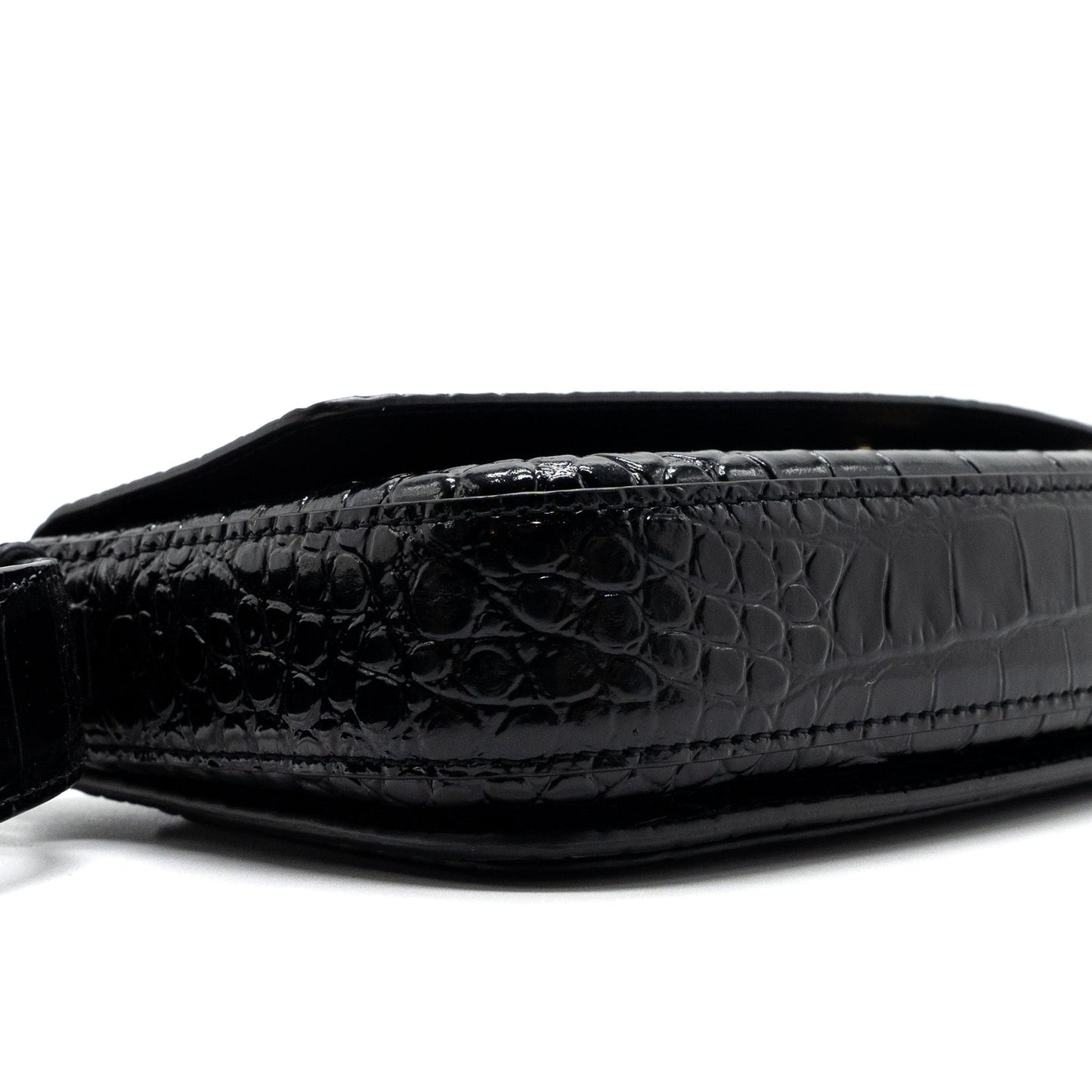 Balenciaga Ghost Sling Bag Croc Embossed Leather Black GHW