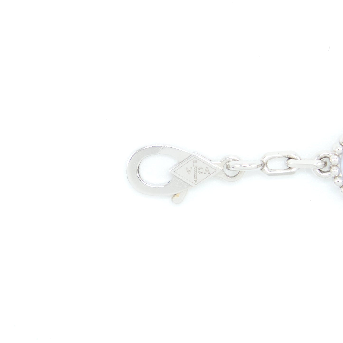 Van Cleef&Arpels Vintage Alhambra Bracelet, 5 Motifs 18K White Gold, Chalcedony