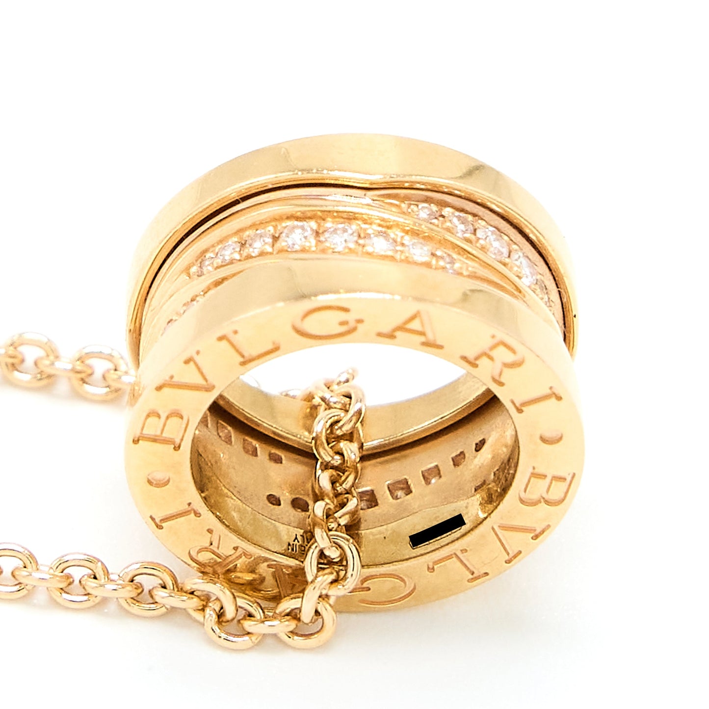 Bvlgari B.Zero1 Necklance B. Zero 1 Design Legend Necklace 18KT Rose Gold/Pave Diamonds