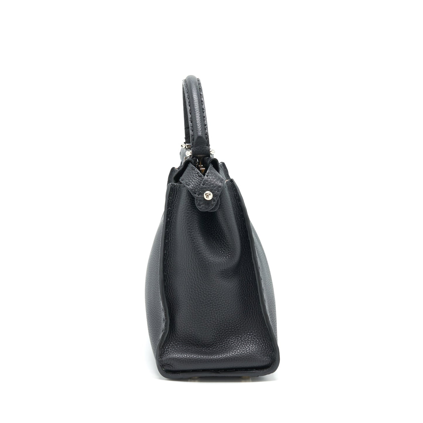 Fendi Peekaboo Tote Bag Grained Calfskin Black SHW