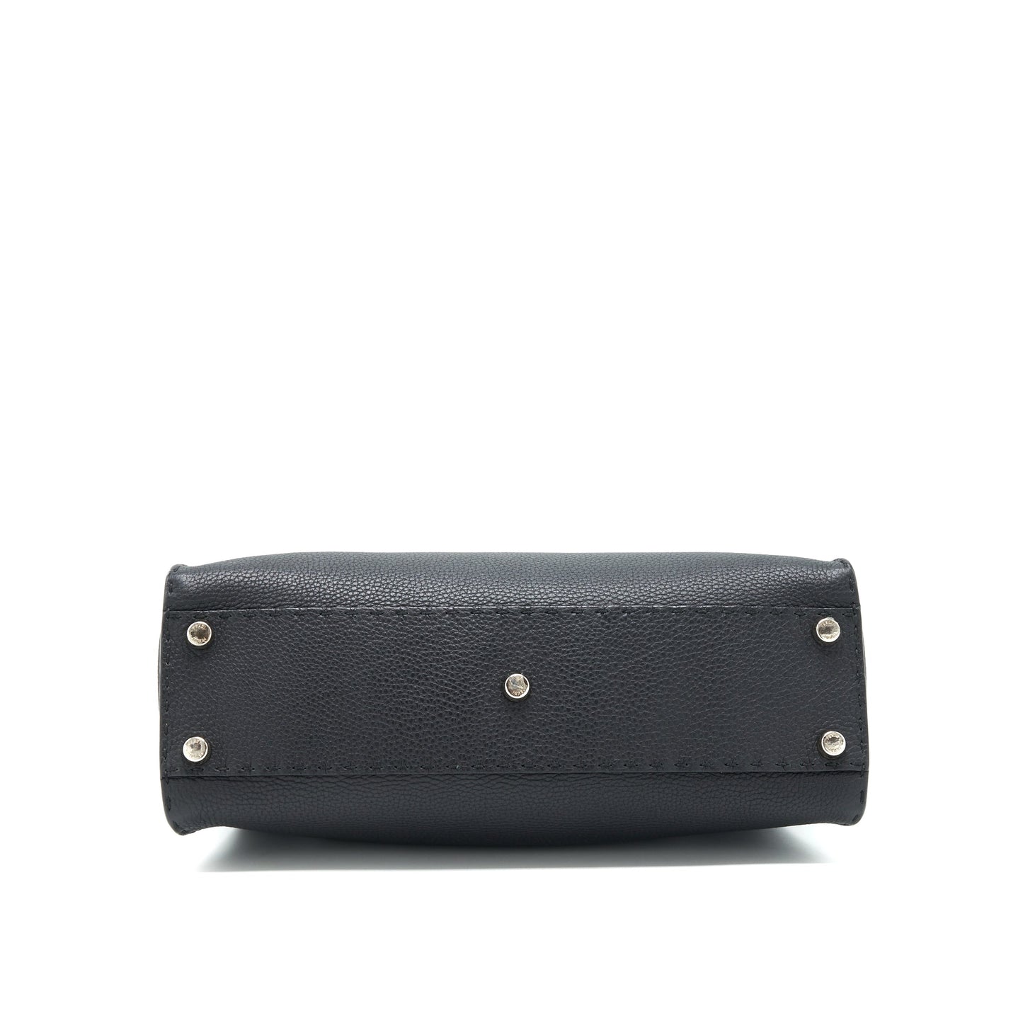 Fendi Peekaboo Tote Bag Grained Calfskin Black SHW