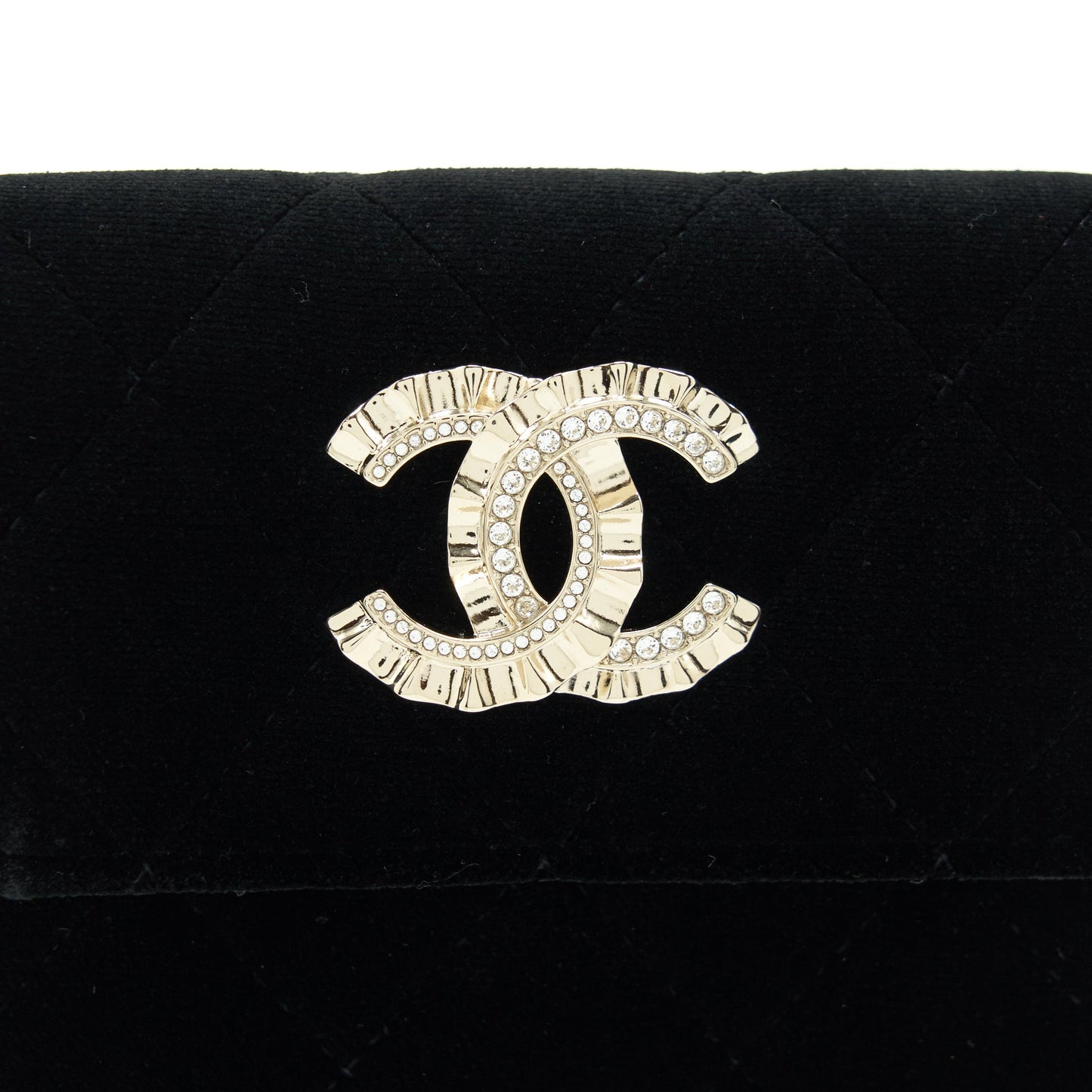 Chanel Velvet CC Logo Small Flap Wallet Black LGHW