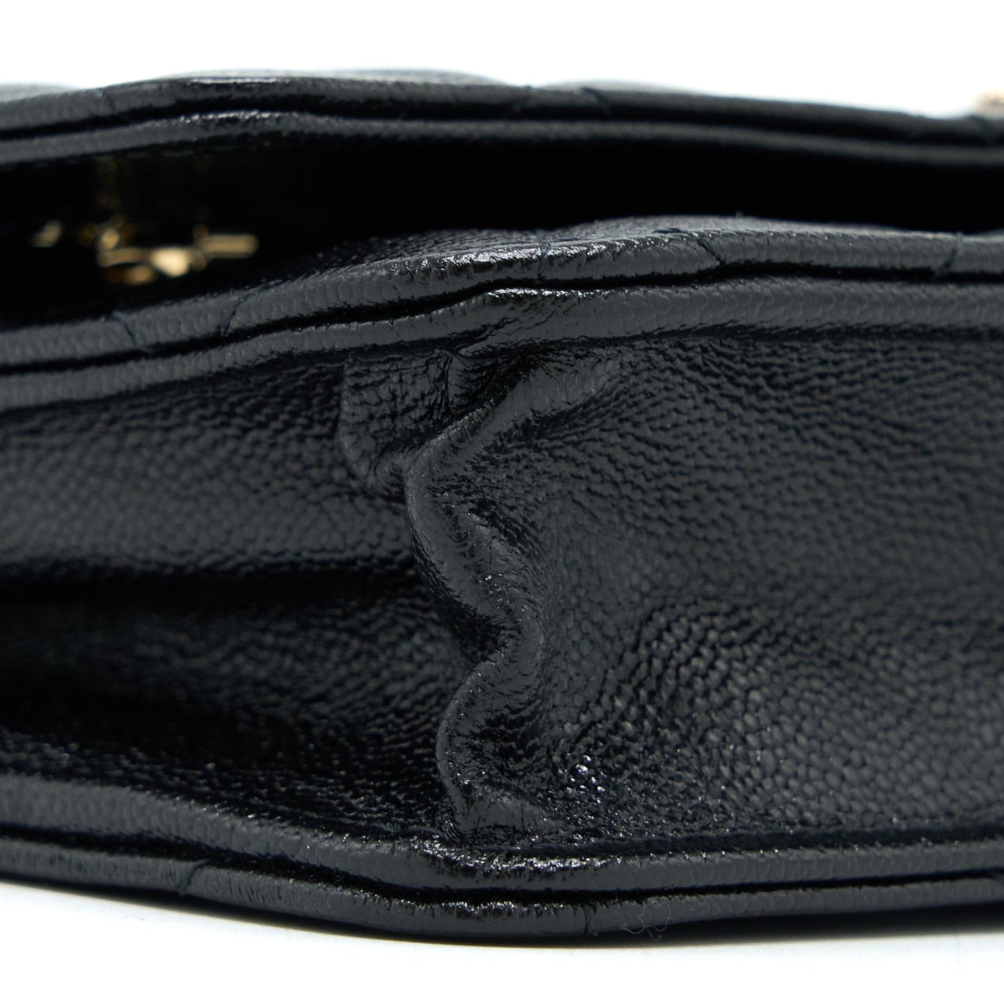 Chanel 22B Detail CC Logo Wallet On Chain Caviar Black LGHW (Microchip)
