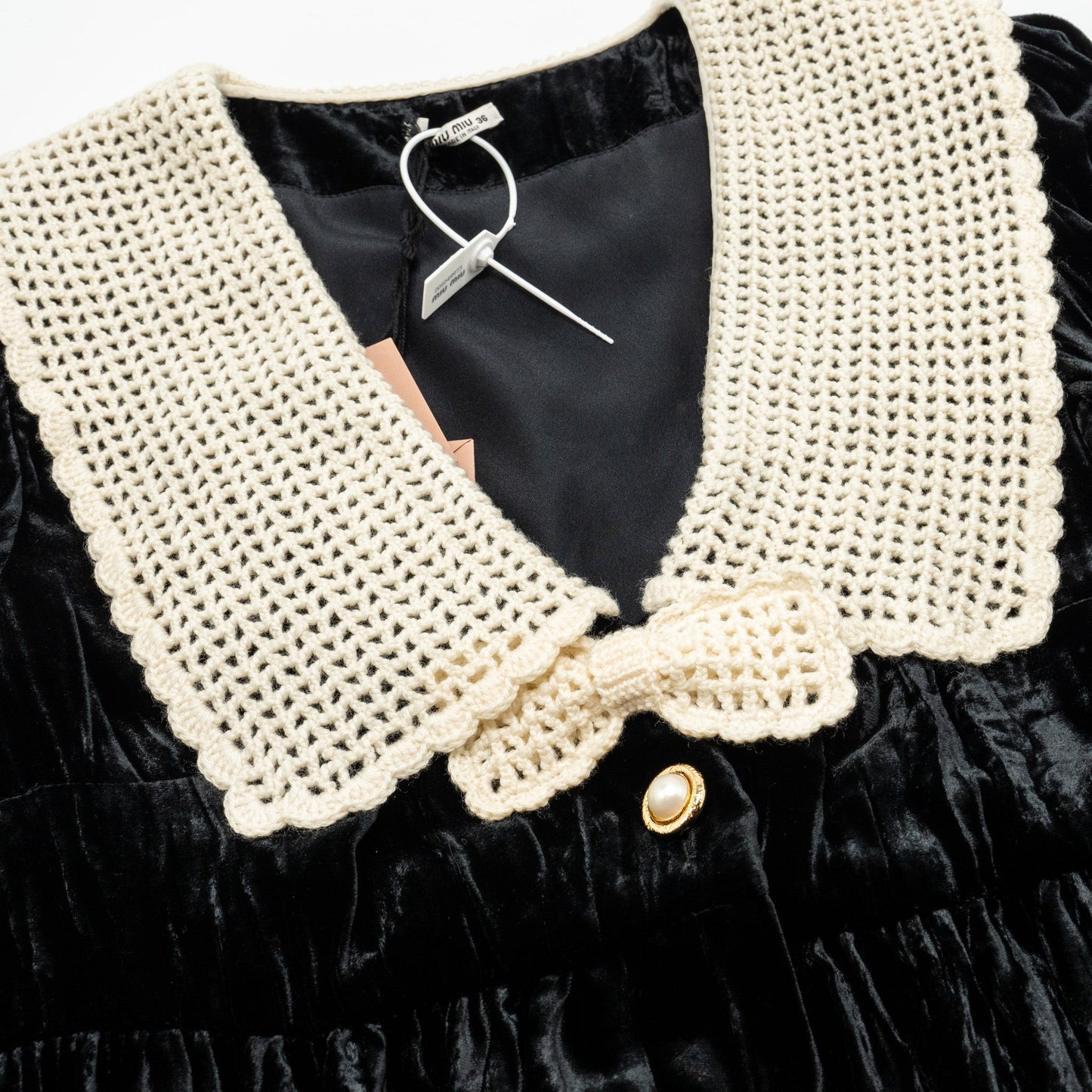 Miu miu size 36 Velvet cardigan dress virgin wool black/white