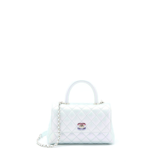 Chanel Small Coco Handle ombré Iridescent light Blue Multicolour Hardware (Microchip)