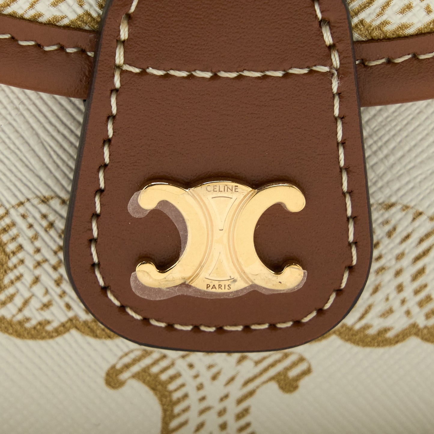 Celine Mini Besace Triomphe Canvas/Calfskin White GHW
