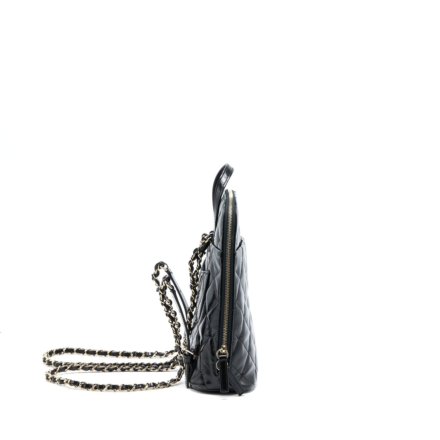 Chanel 22A Backpack Patent Black LGHW (Microchip)