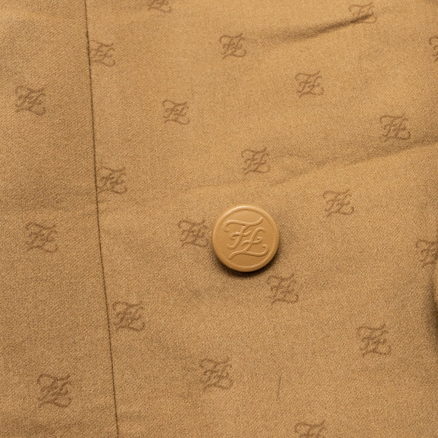 Fendi size 36 FF karligraphy motif double-breasted blazer laine wool brown